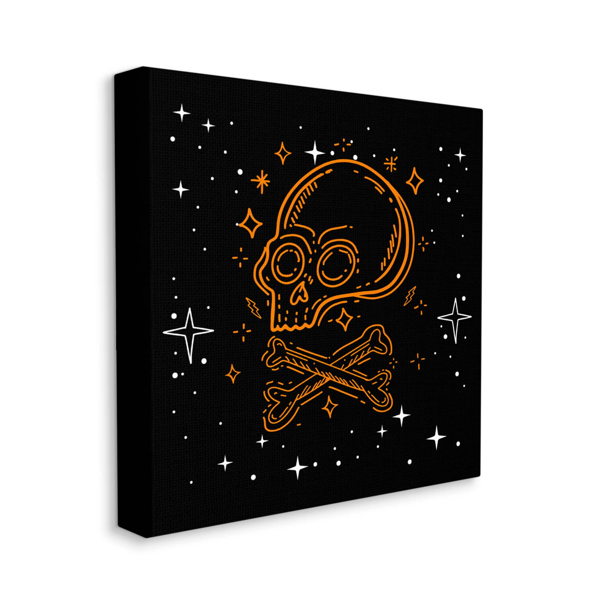 Stupell Industries Skull Crossbones Halloween Stars Canvas Wall Art
