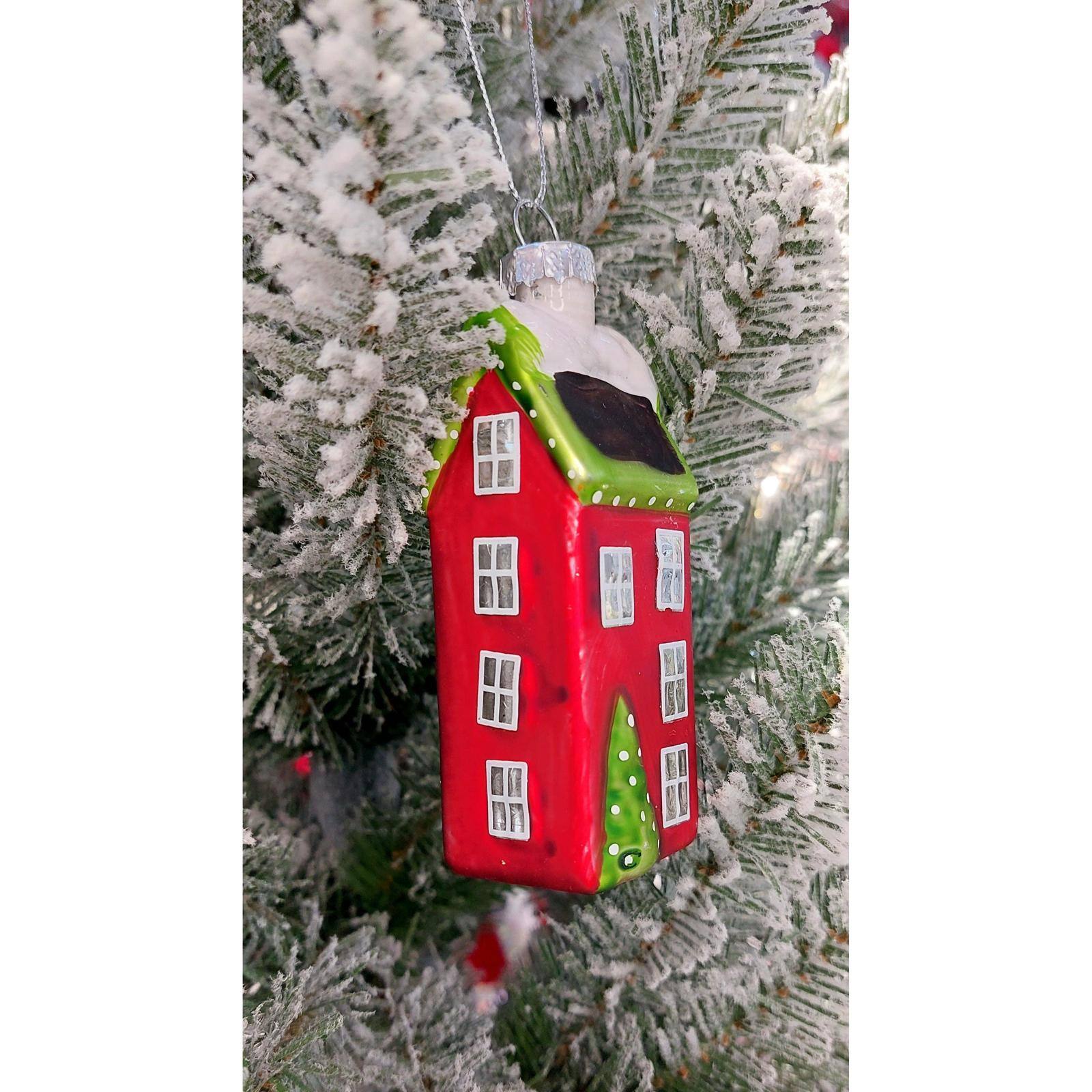 Wizardi 12" Festive House Christmas Glass Ornament