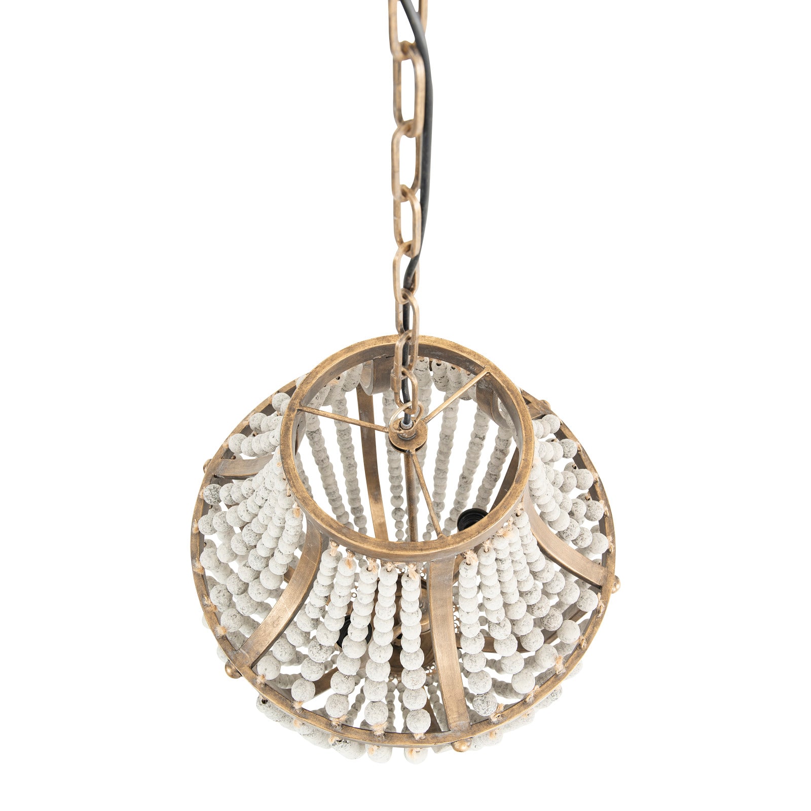 Hello Honey® 27" Metal Chandelier With White Wooden Beads