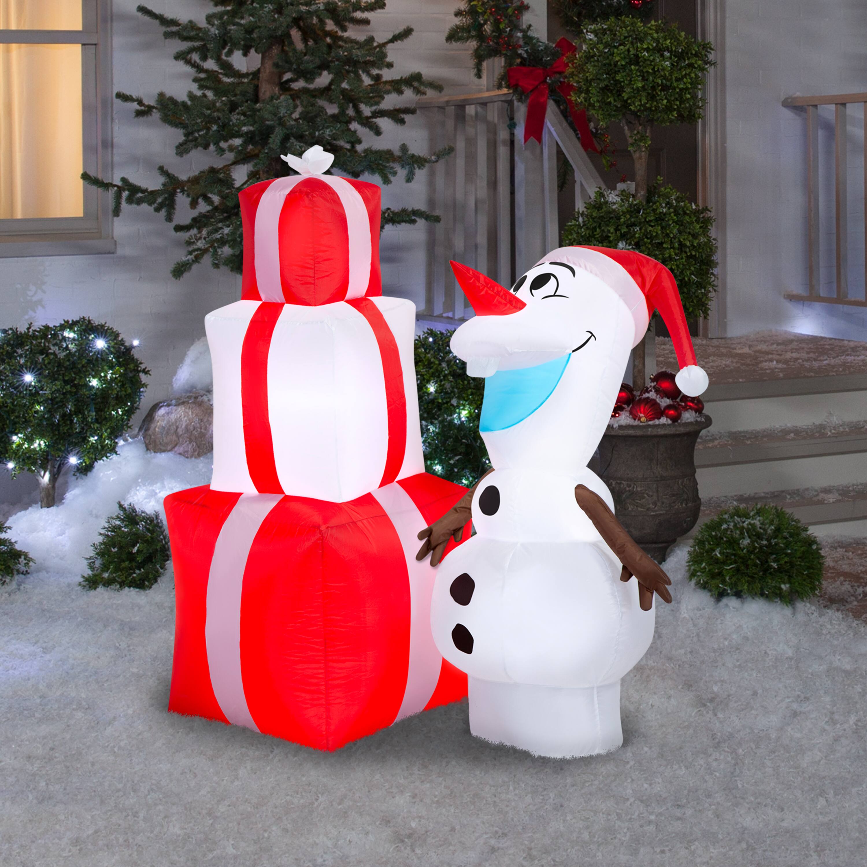 4ft. Airblown® Disney® Inflatable Olaf with Presents Christmas Light Décor