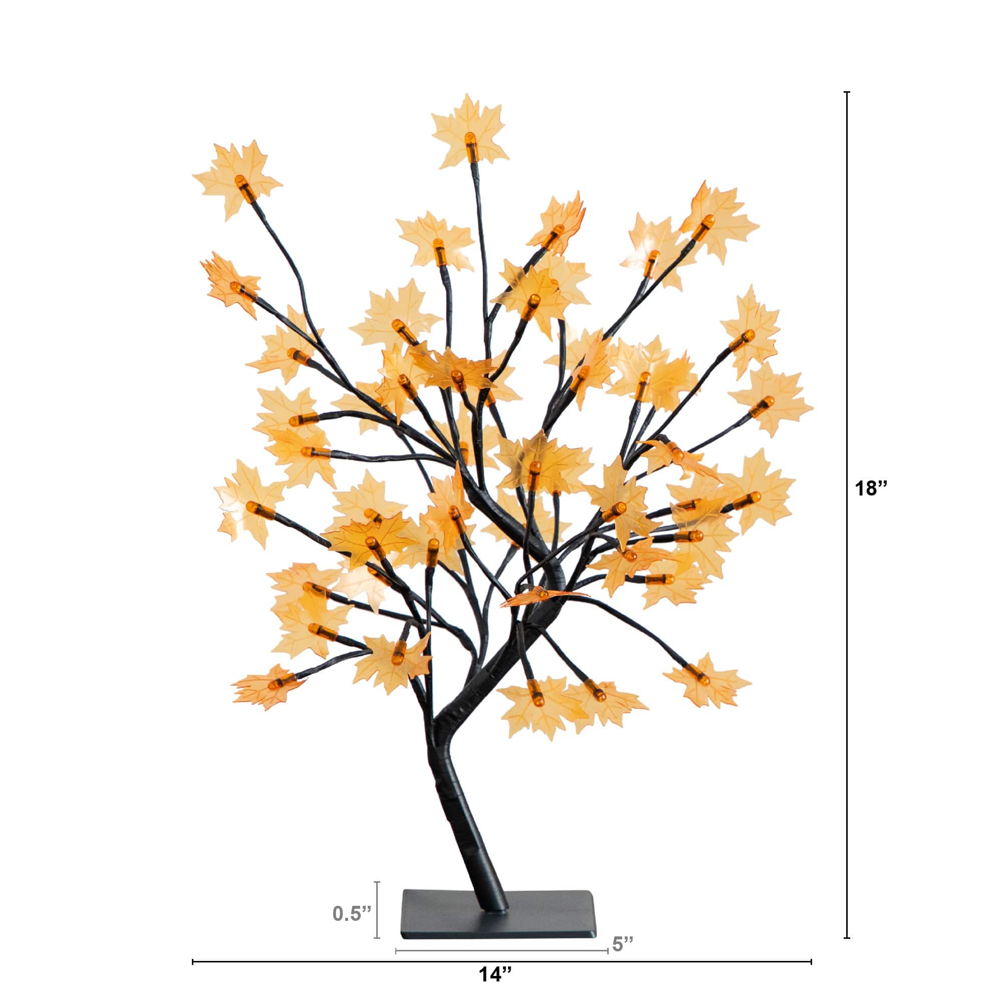 18in. Pre-Lit Autumn Artificial Maple Fall Tree with 48 Warm White LED Maple Shaped Lights