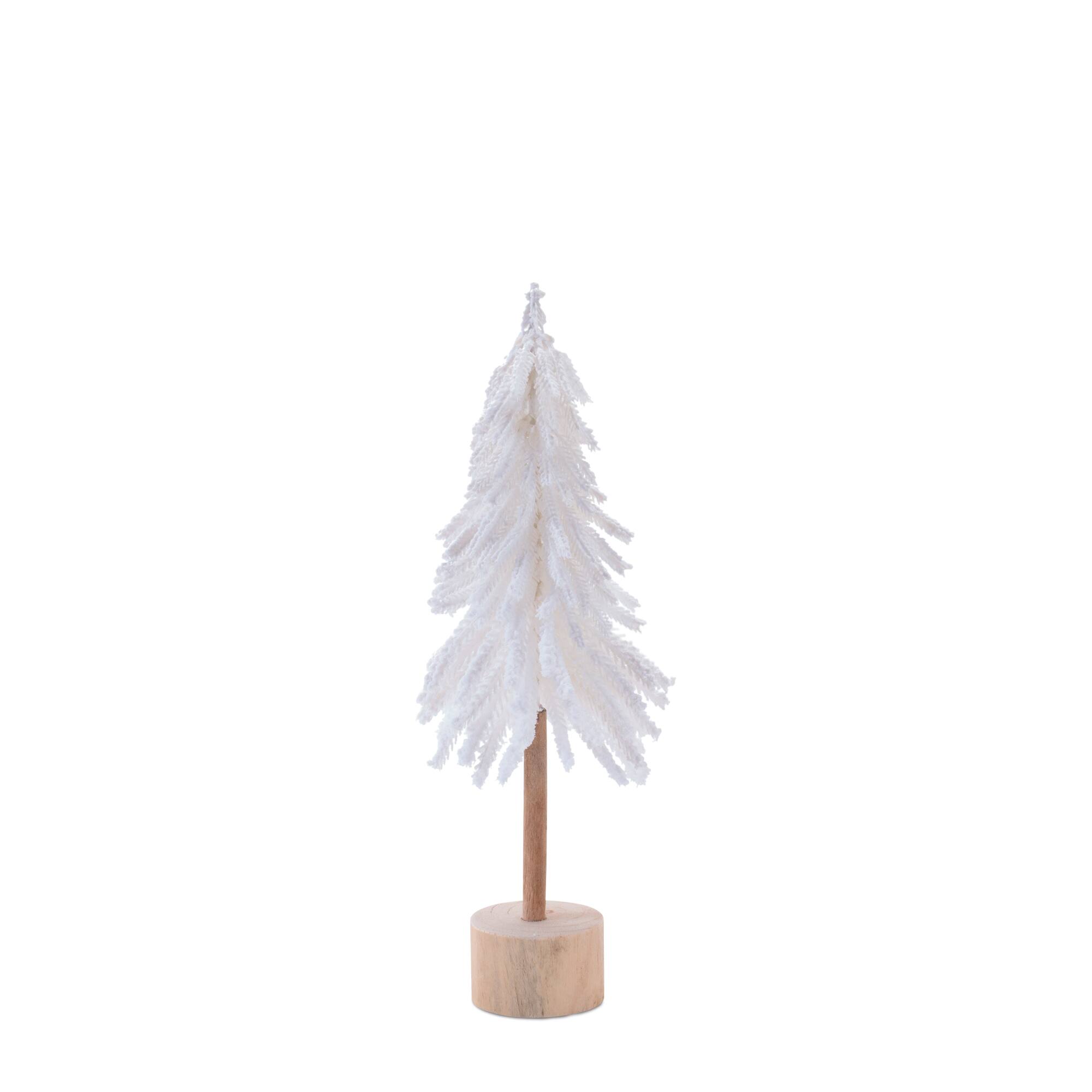 Melrose White Flocked Pine Tree Tabletop Décor Set