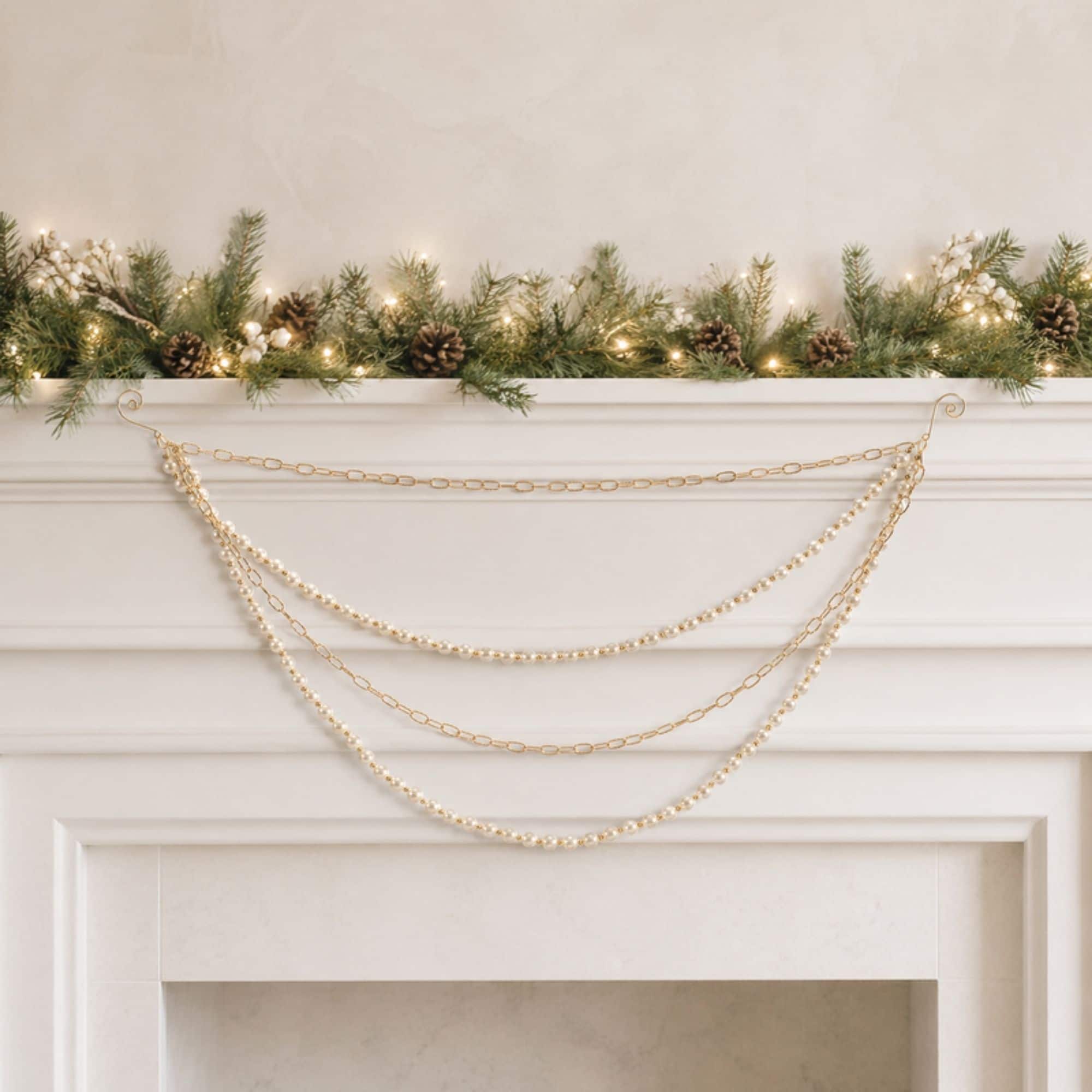27" Pearl Bead & Chain Link Garlands, 2ct.