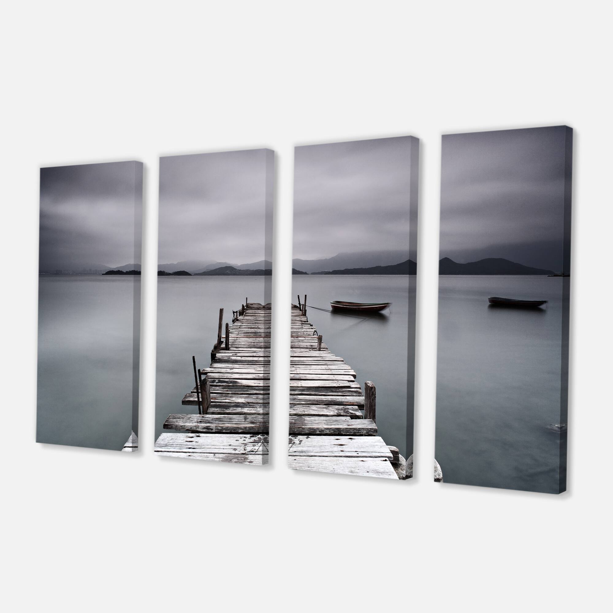Designart - Pier and Boats at Seashore