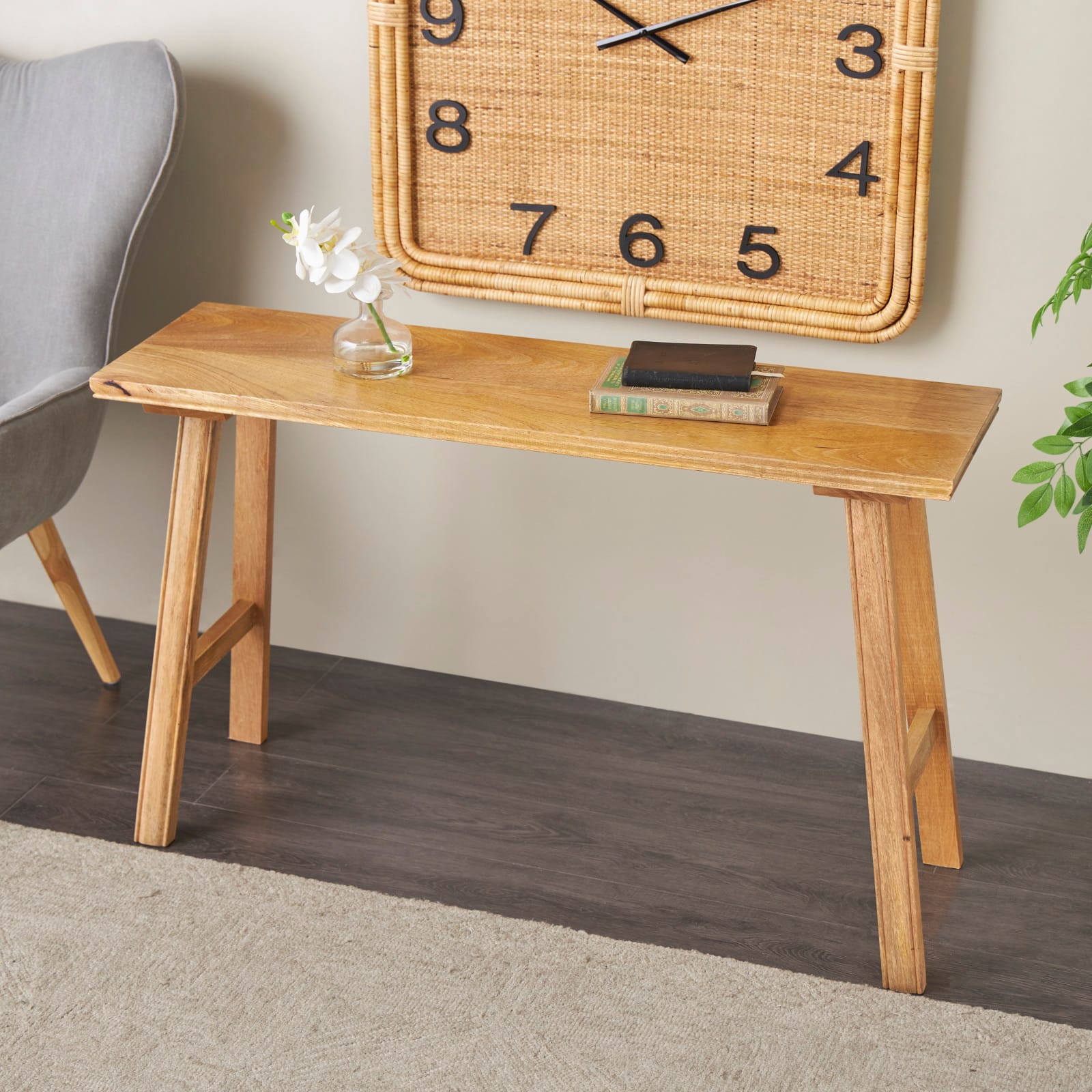 42" Brown Mango Wood Handmade Traditional Home Bench