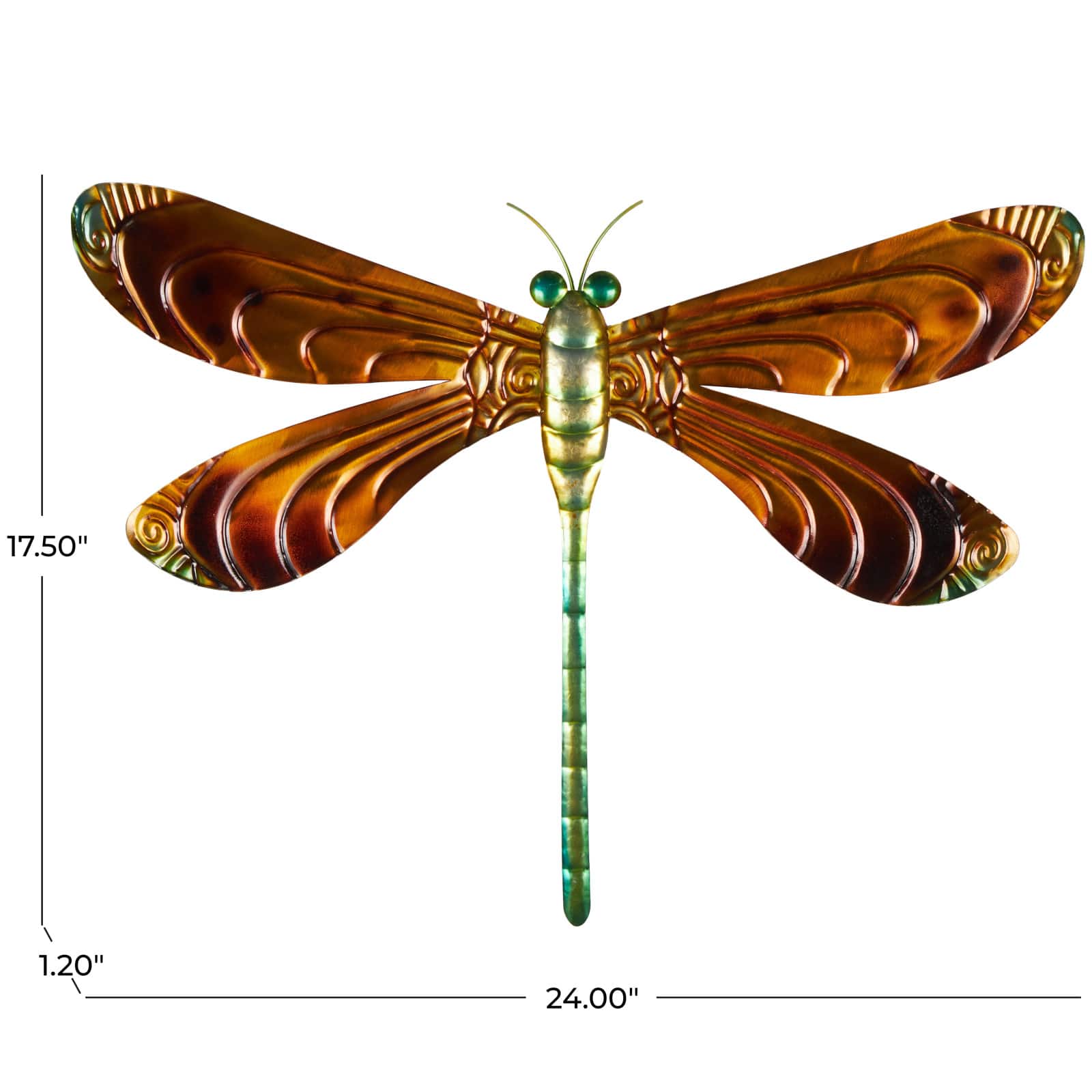 24" x 18" Multicolor Stainless Steel Dragonfly Home Wall Décor