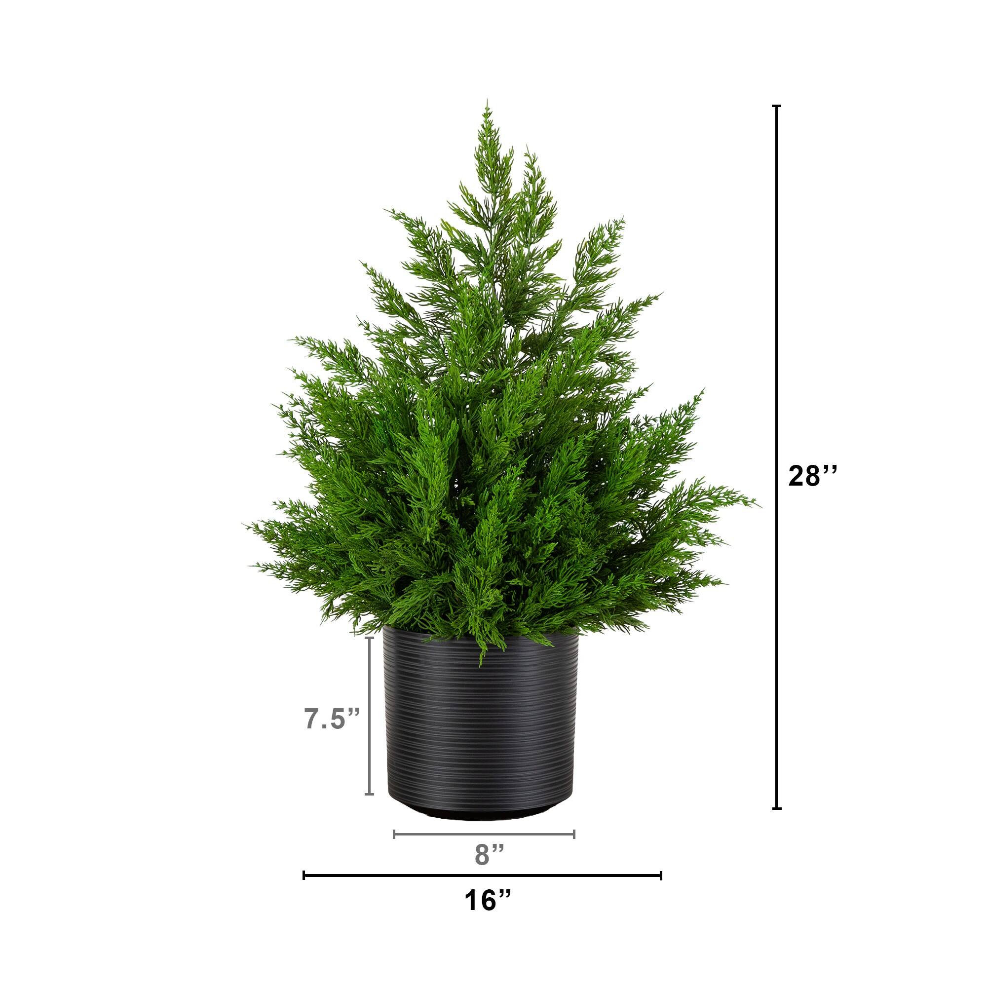 Nearly Natural 28" Artificial Real Touch Winter Cypress Bush in Black Decorative Planter
