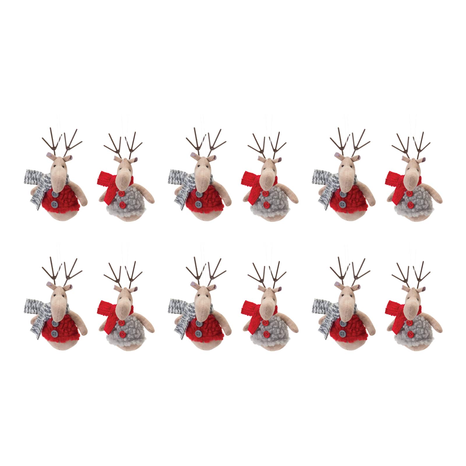 Plush Deer with Sweater Ornament Set