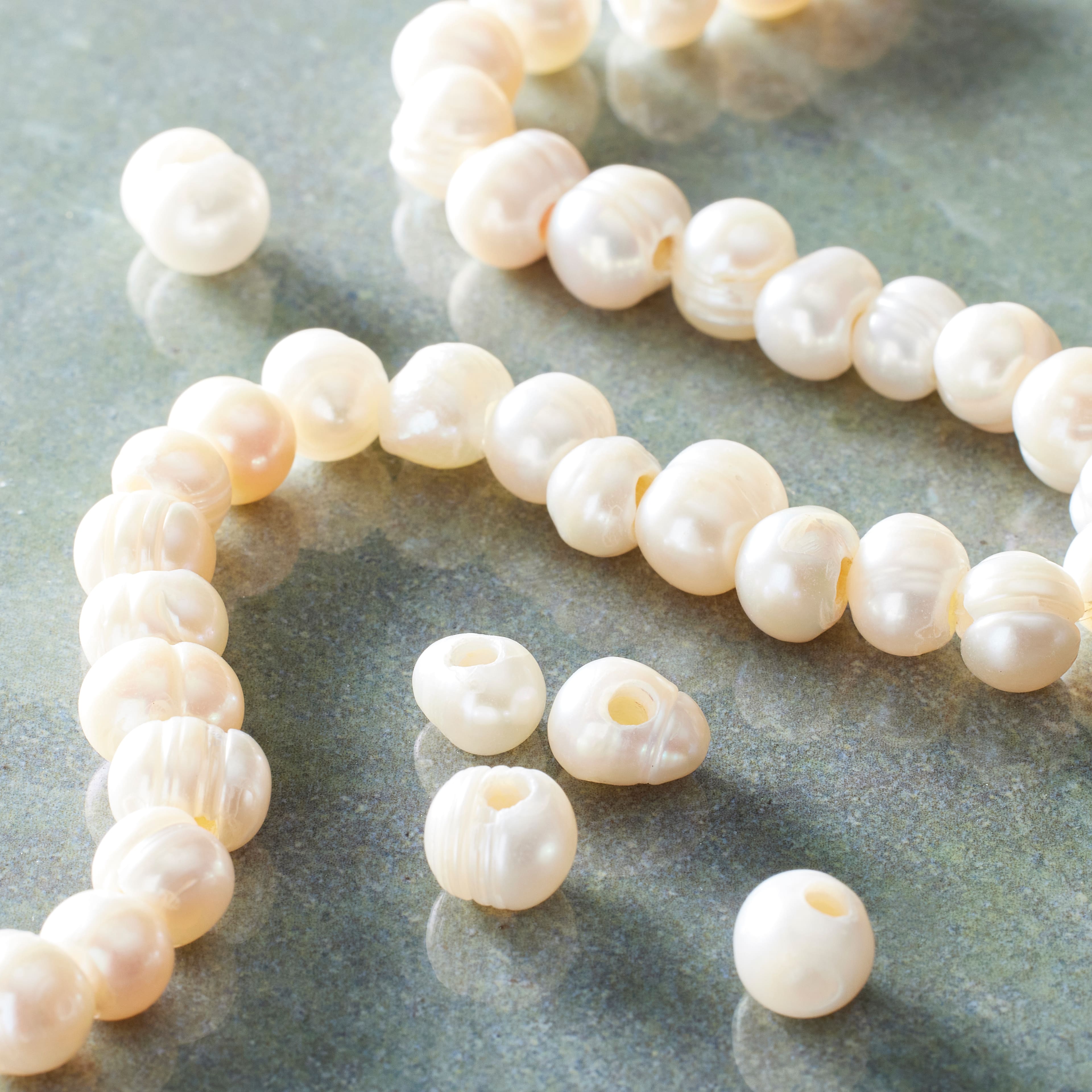 Ivory Large Hole Natural Pearl Nugget Beads by Bead Landing™