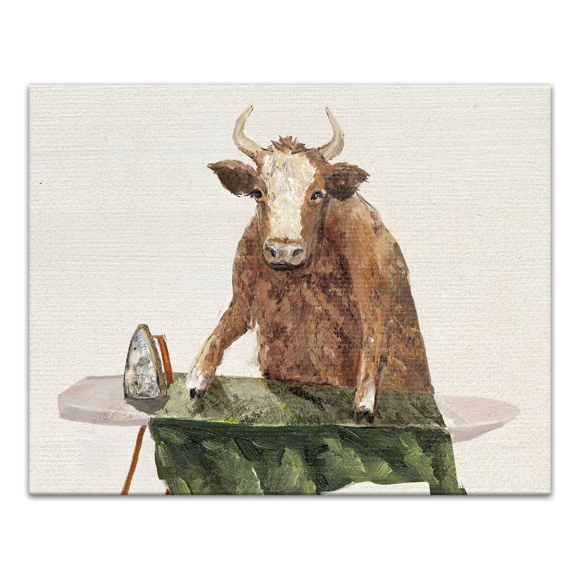 Ironing Cow 14" x 11" Canvas Wall Art