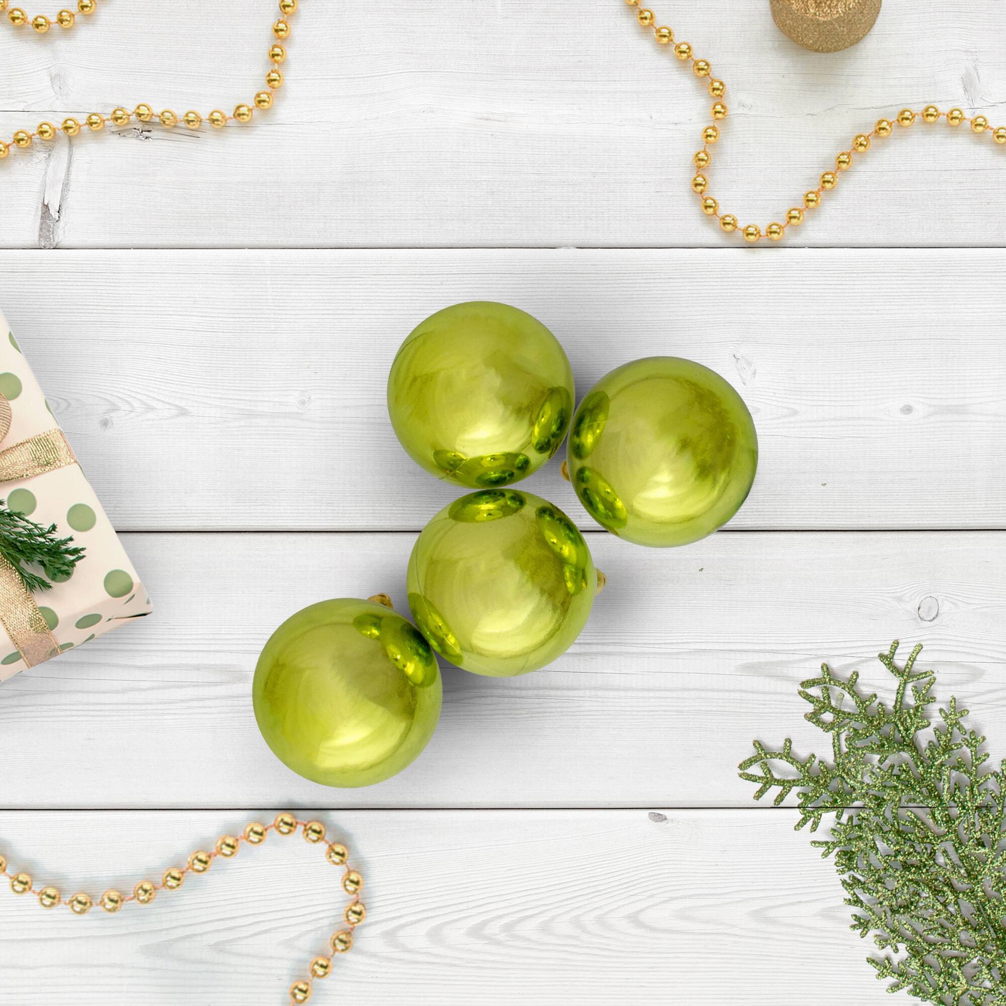 60ct Shiny Green Kiwi Shatterproof Ball Ornaments