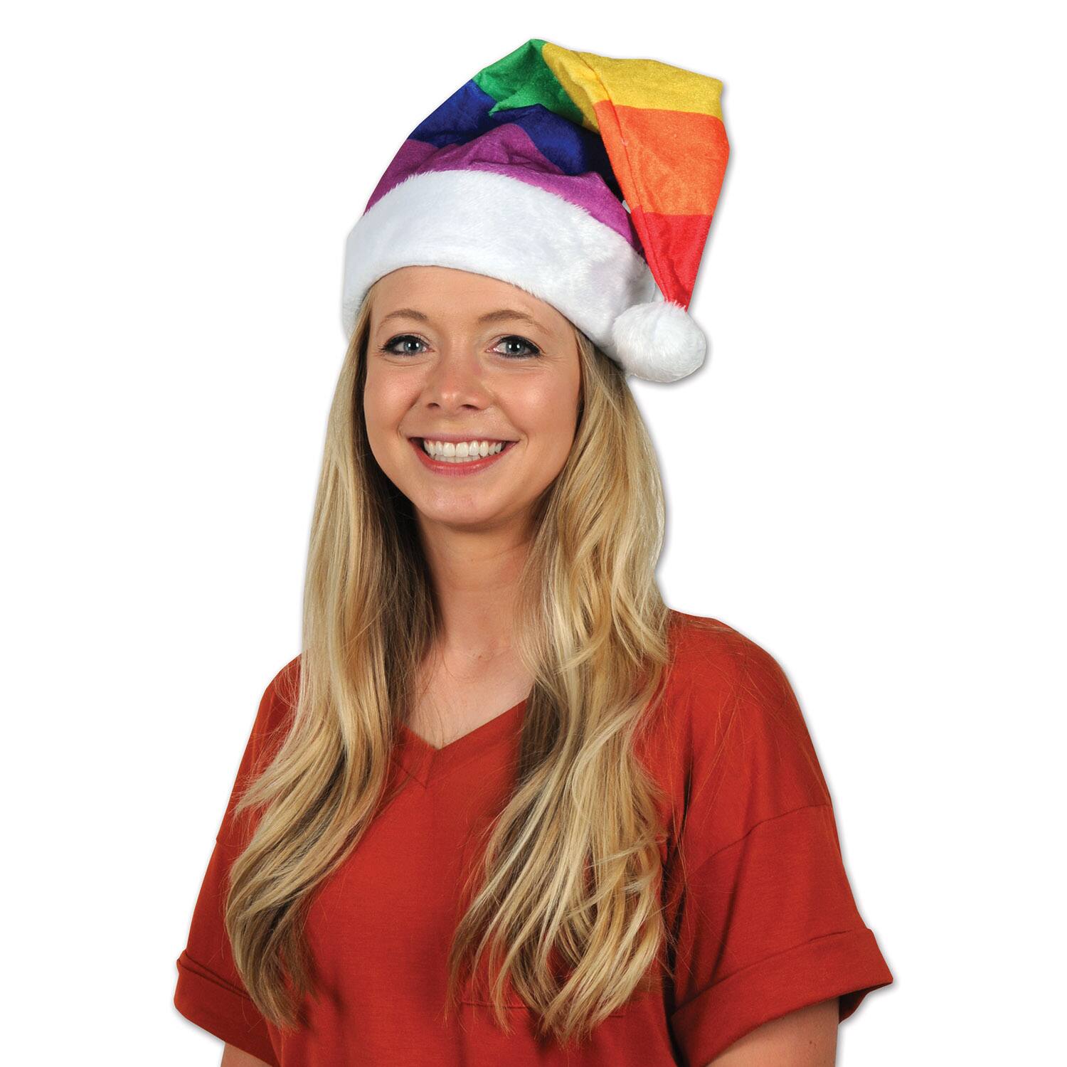 Beistle Rainbow Santa Hats, 2ct.