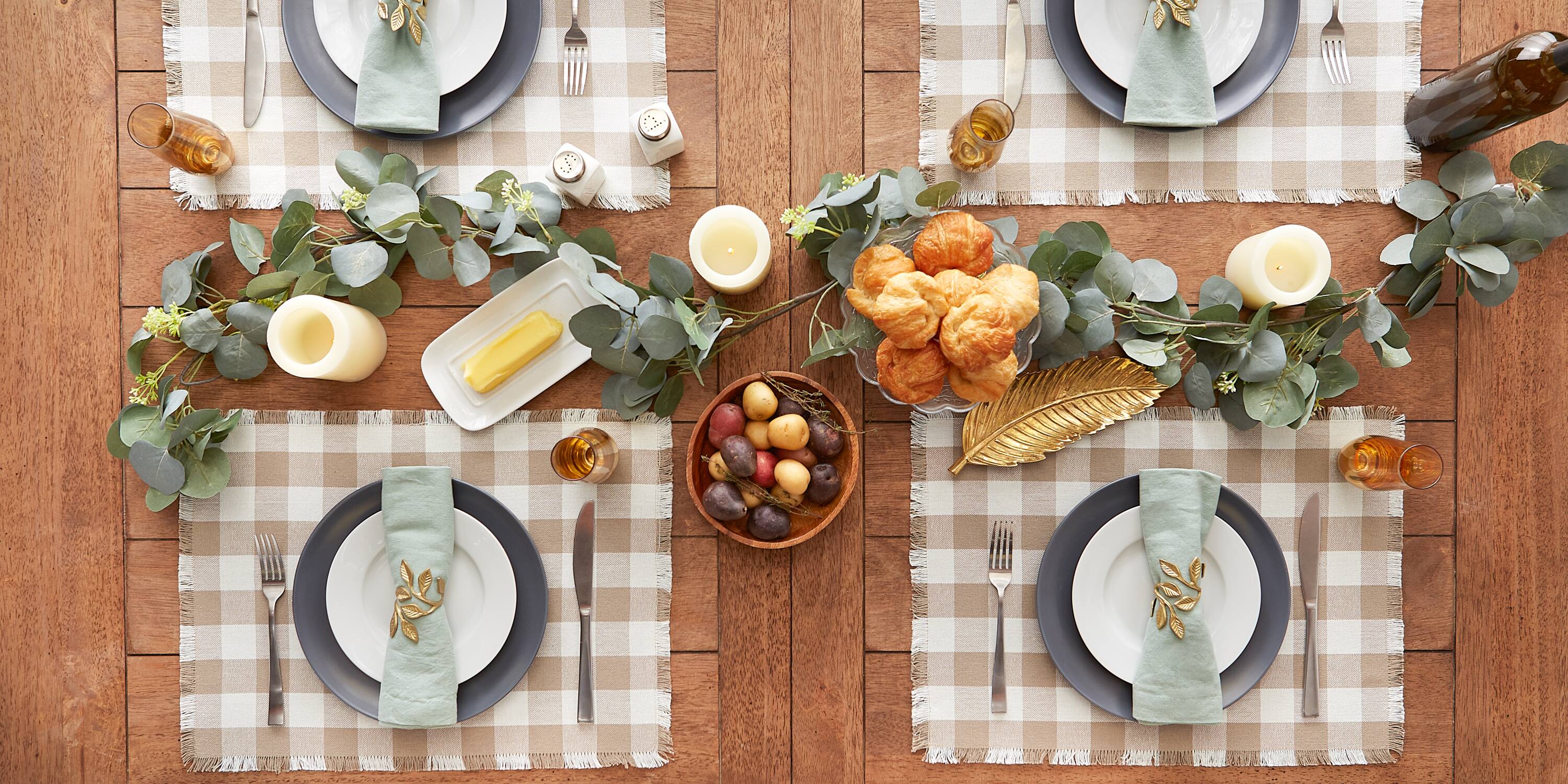DII® Heavyweight Check Fringed Cotton Placemats, 6ct.