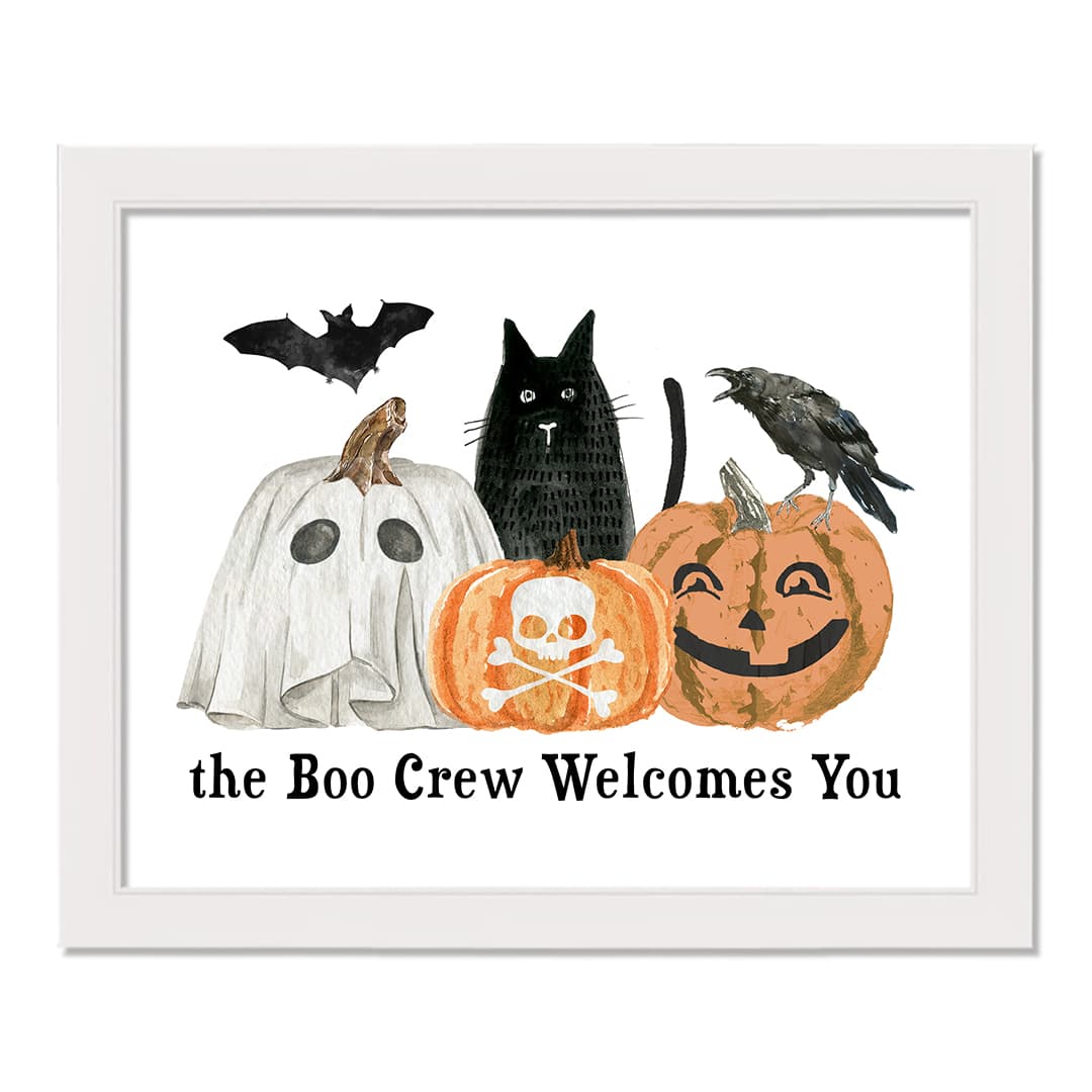 The Boo Crew Welcomes You White Framed Print Wall Art