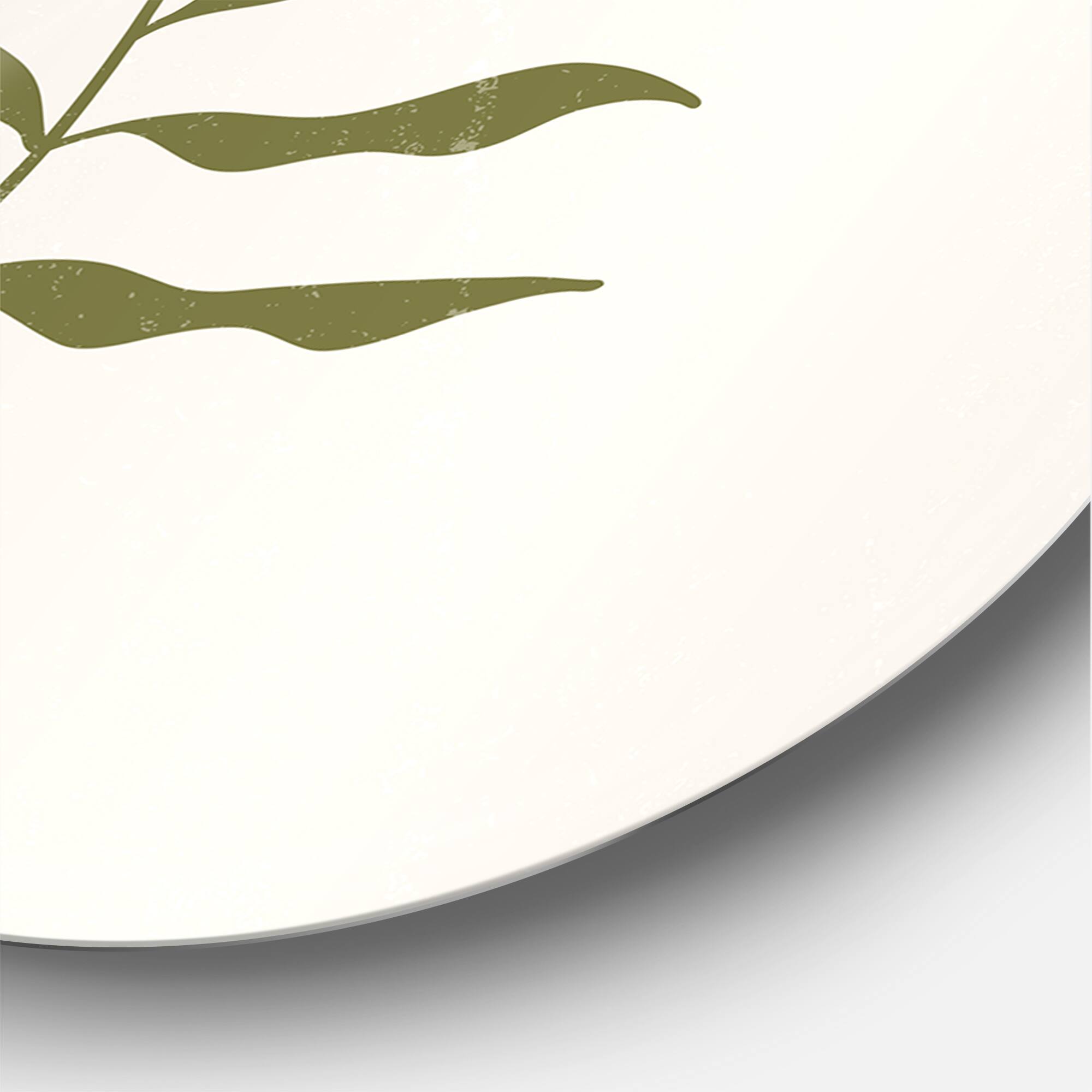 Designart - Abstract Geometrical Moon With Leaf II - Modern Metal Circle Wall Art