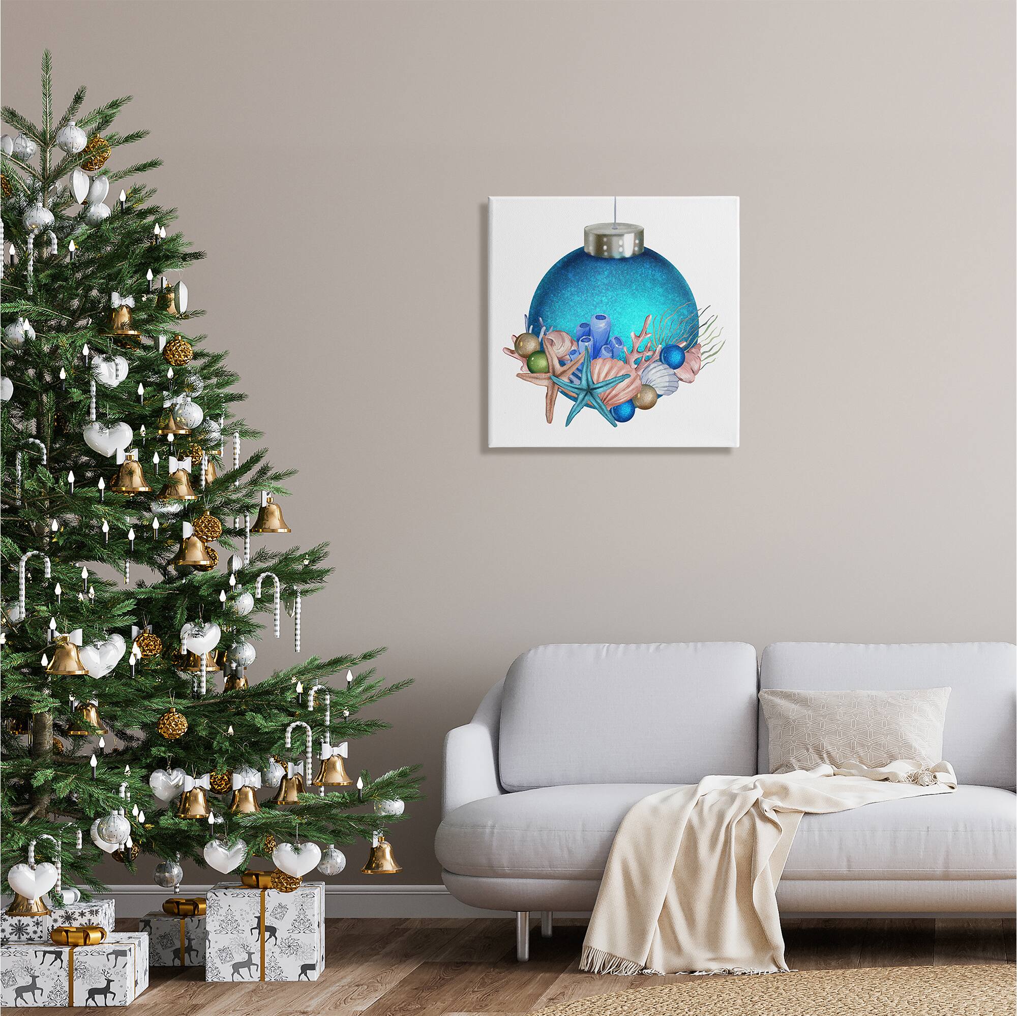 Stupell Industries Nautical Sea Life Holiday Ornament Canvas Wall Art