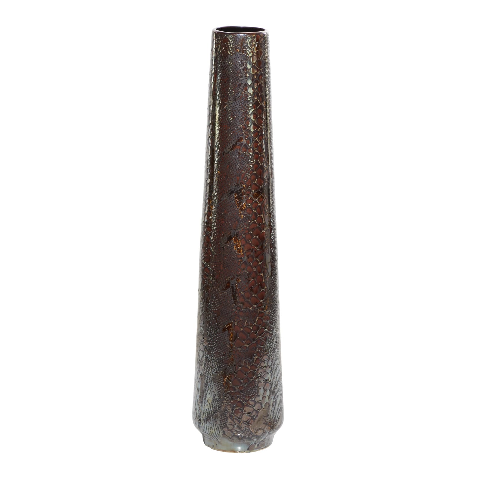 Silver Ceramic Contemporary Vase, 36" x 8" x 8"