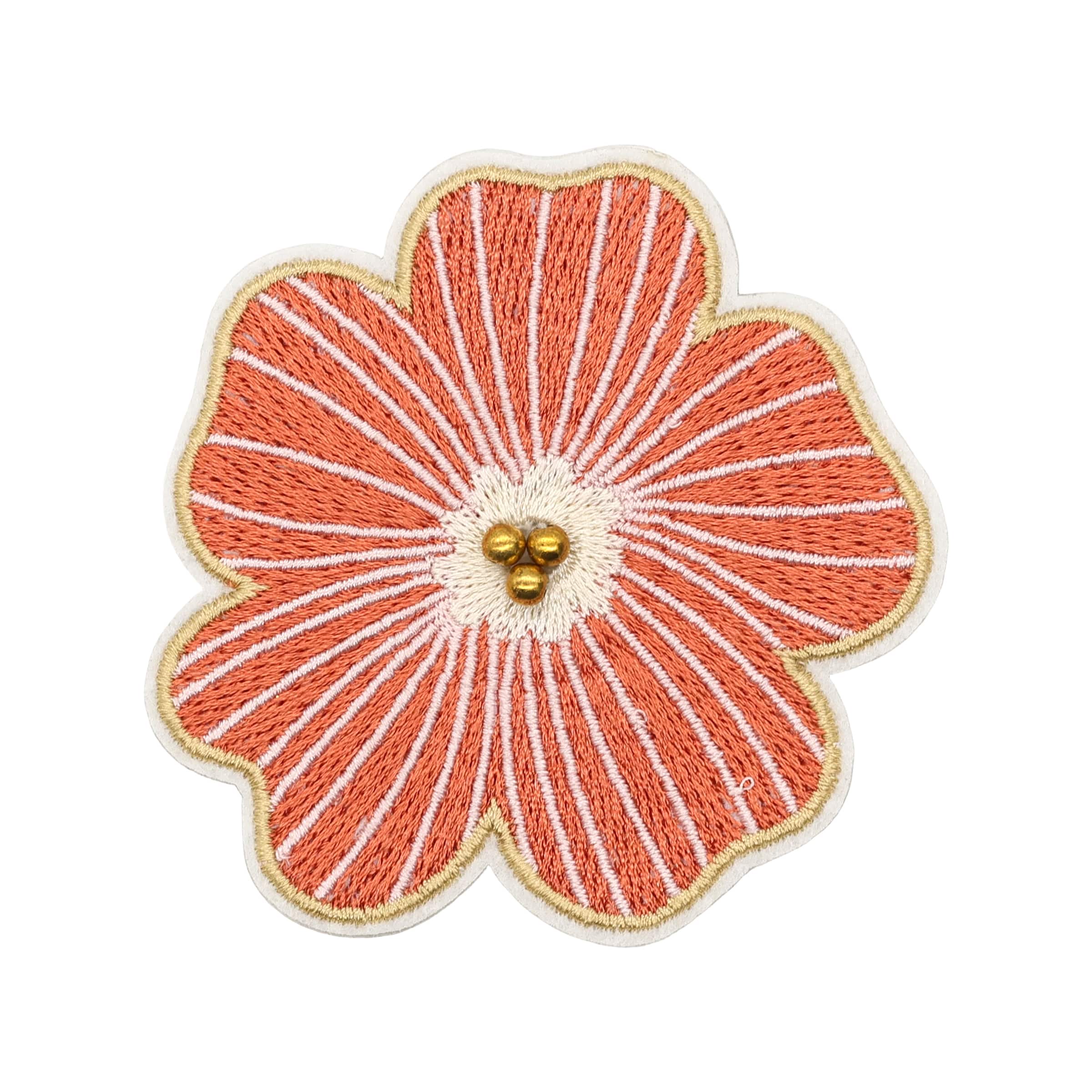 Summer Fashion Pink Flower Iron-On & Adhesive Embroidered Patch by Make Market®