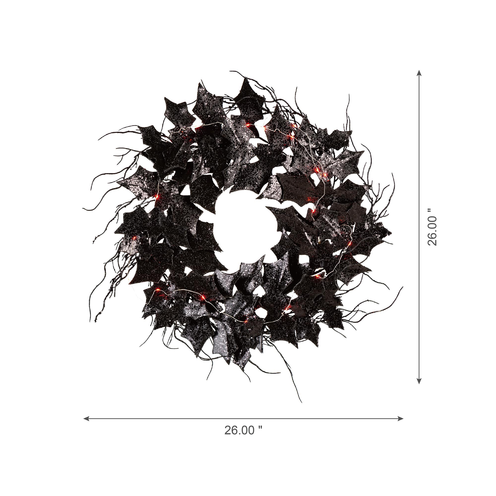 Glitzhome® 26" Lighted Halloween Bat Wreath
