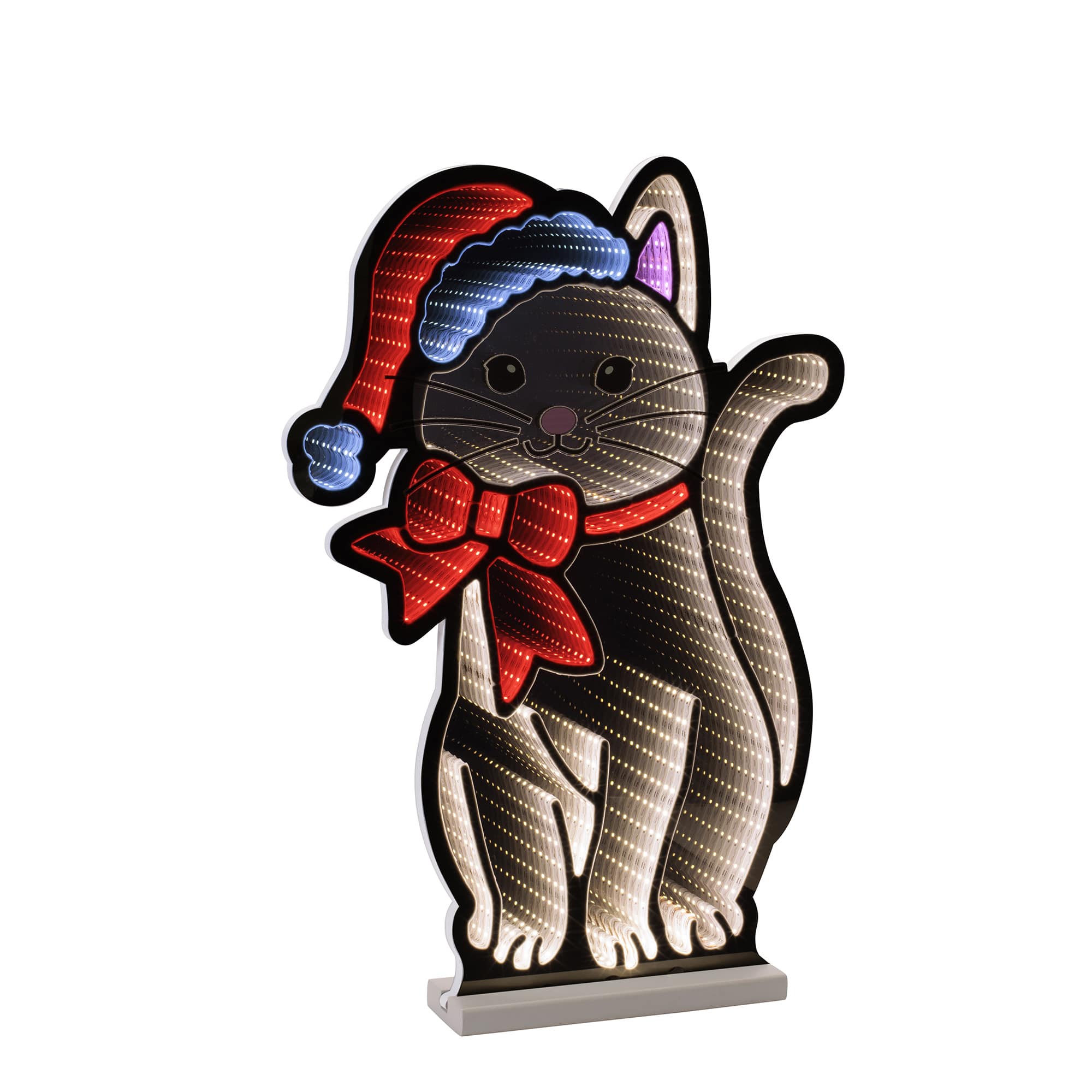 Melrose 23.5" Cat with Santa Hat & Bow EkkoLight