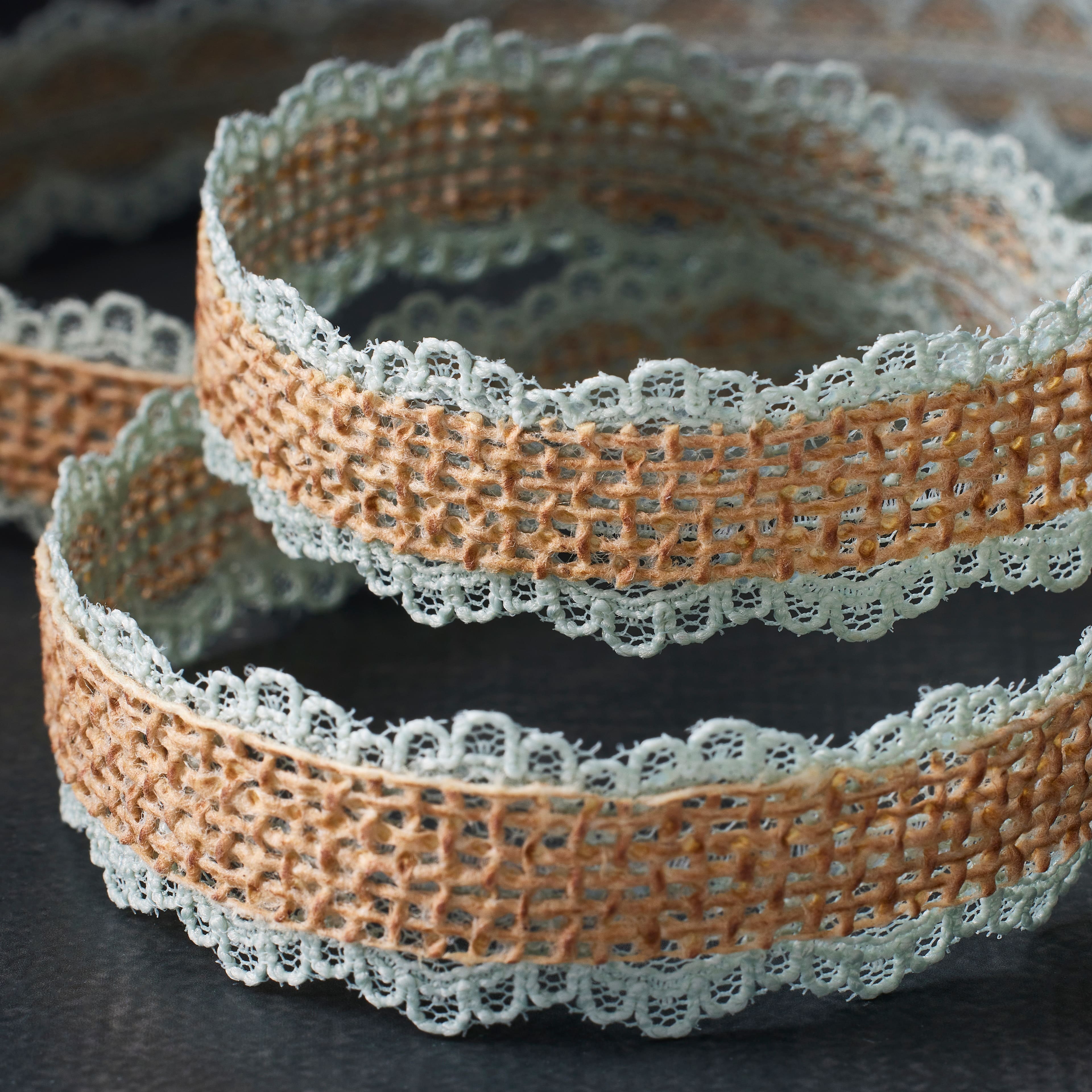 3/4" x 5yd. Faux Burlap & Lace Ribbon by Celebrate It® Classic