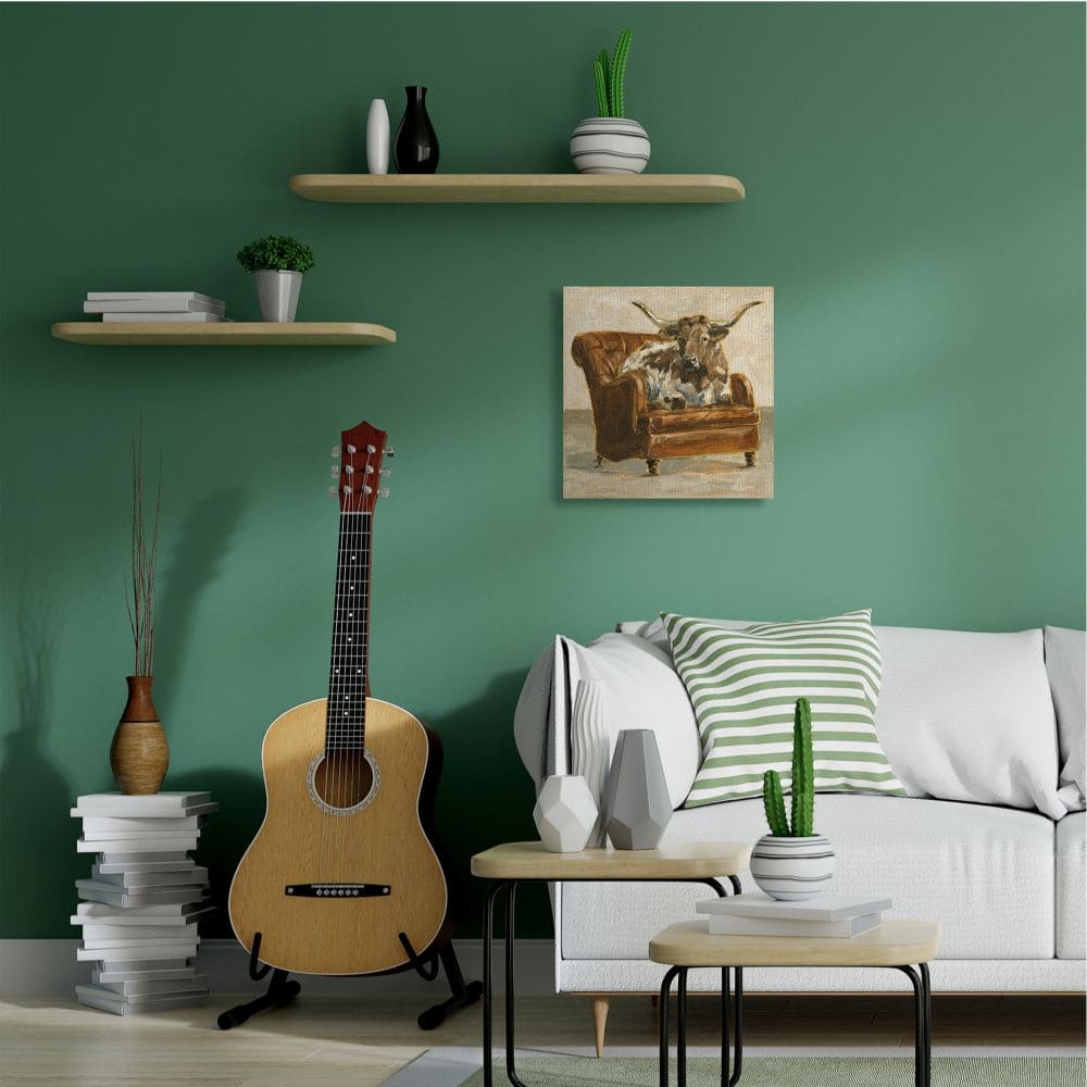 Stupell Industries Abstract Bull Livingroom Chair Painting Wall Art