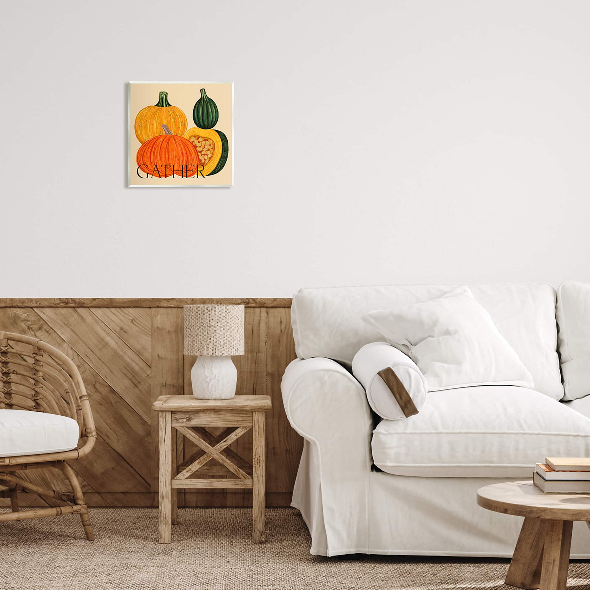 Stupell Industries Gather Autumn Harvest Gourds Wall Plaque Art