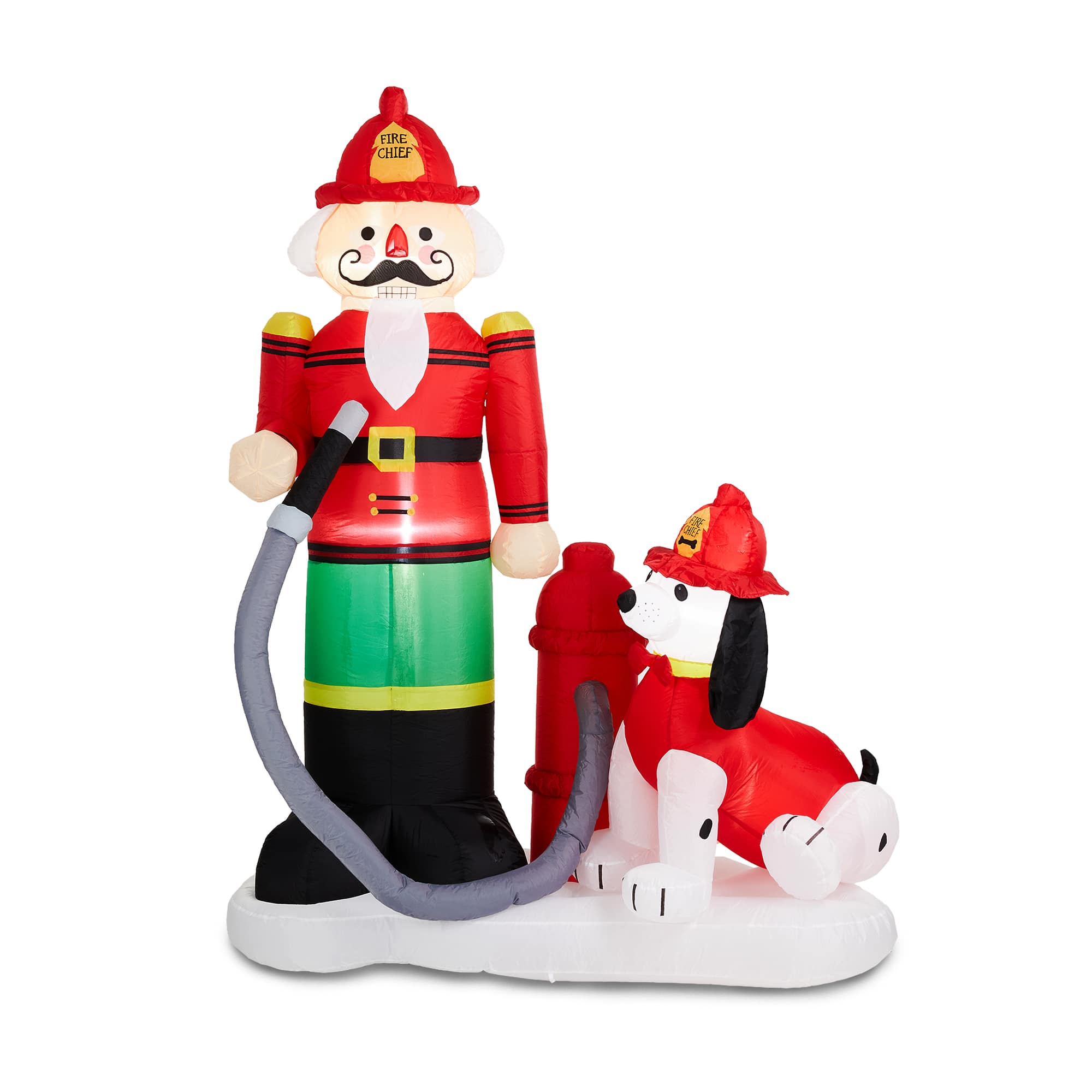 Glitzhome® 7ft. Inflatable Fire Fighter & Puppy Dog With Lights