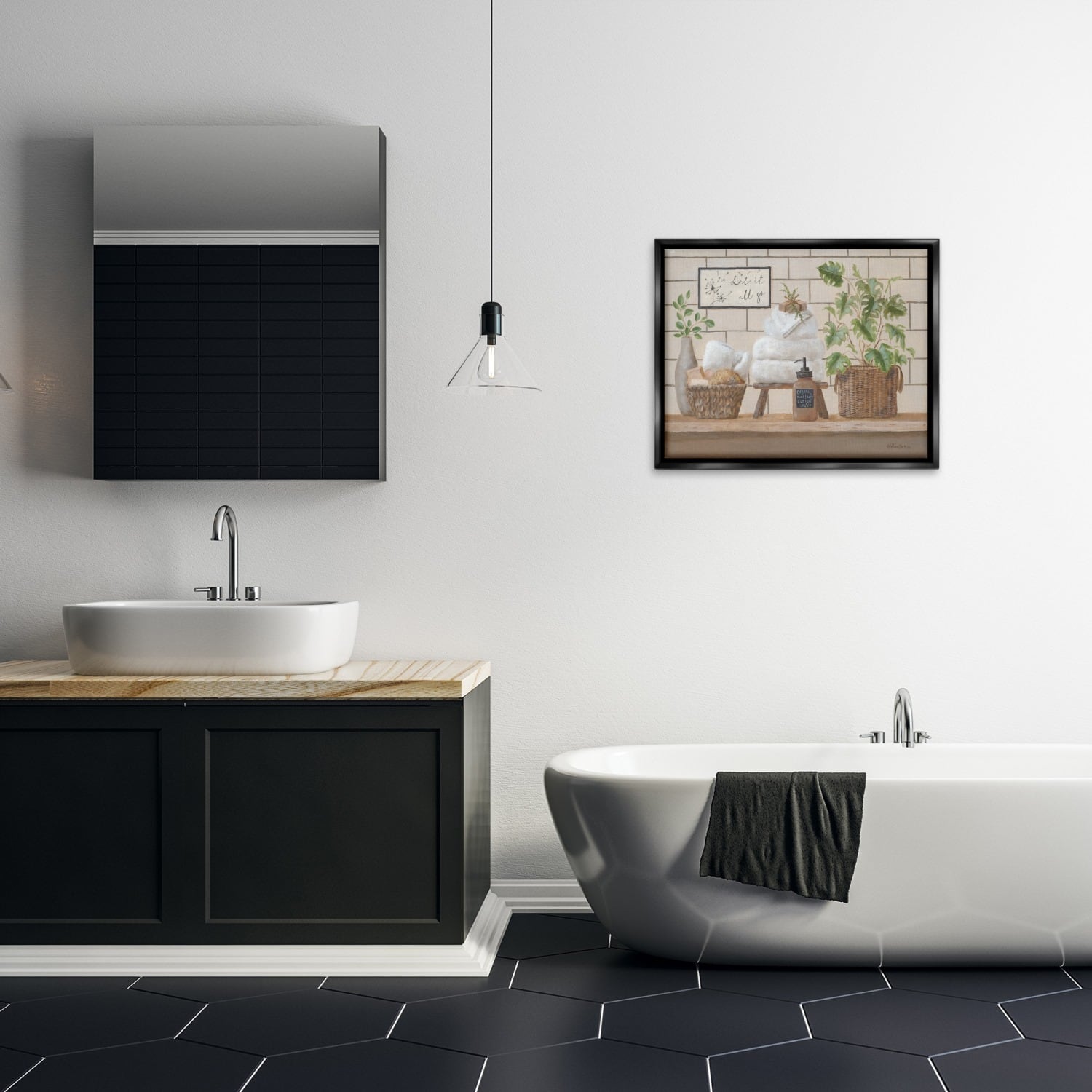 Stupell Industries Comforting Bathroom Spa Still Life Floater Framed Art