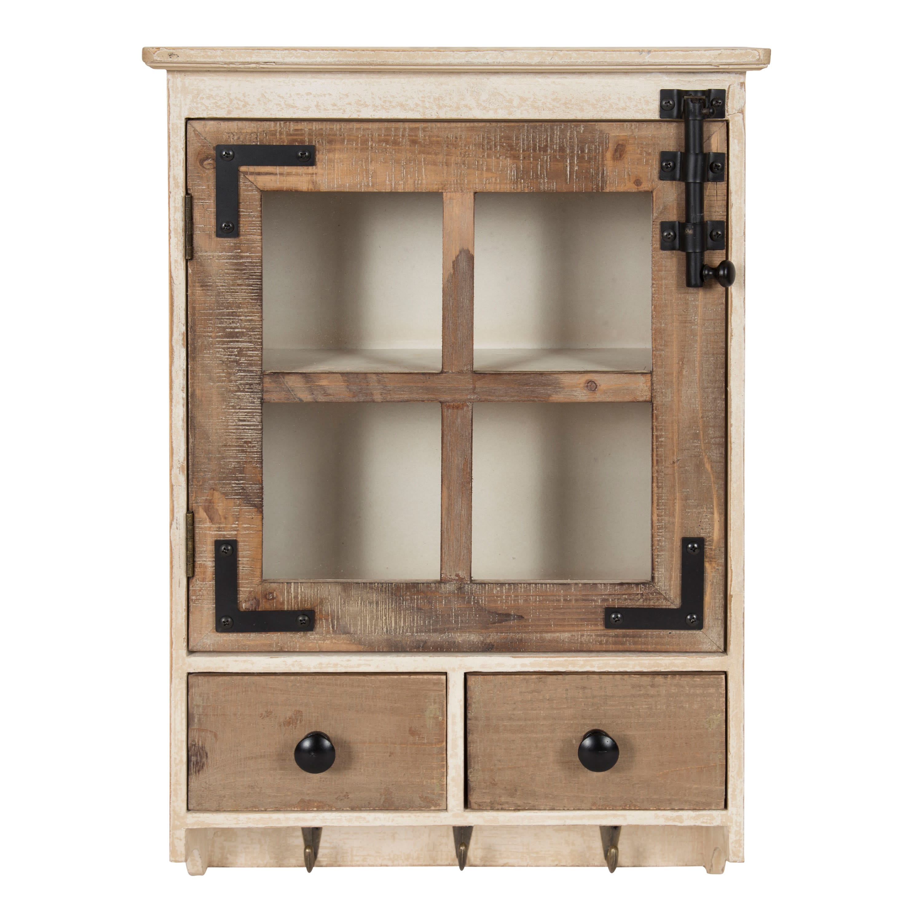 Kate and Laurel Hutchins Decorative 2 Drawer Wood Wall Cabinet