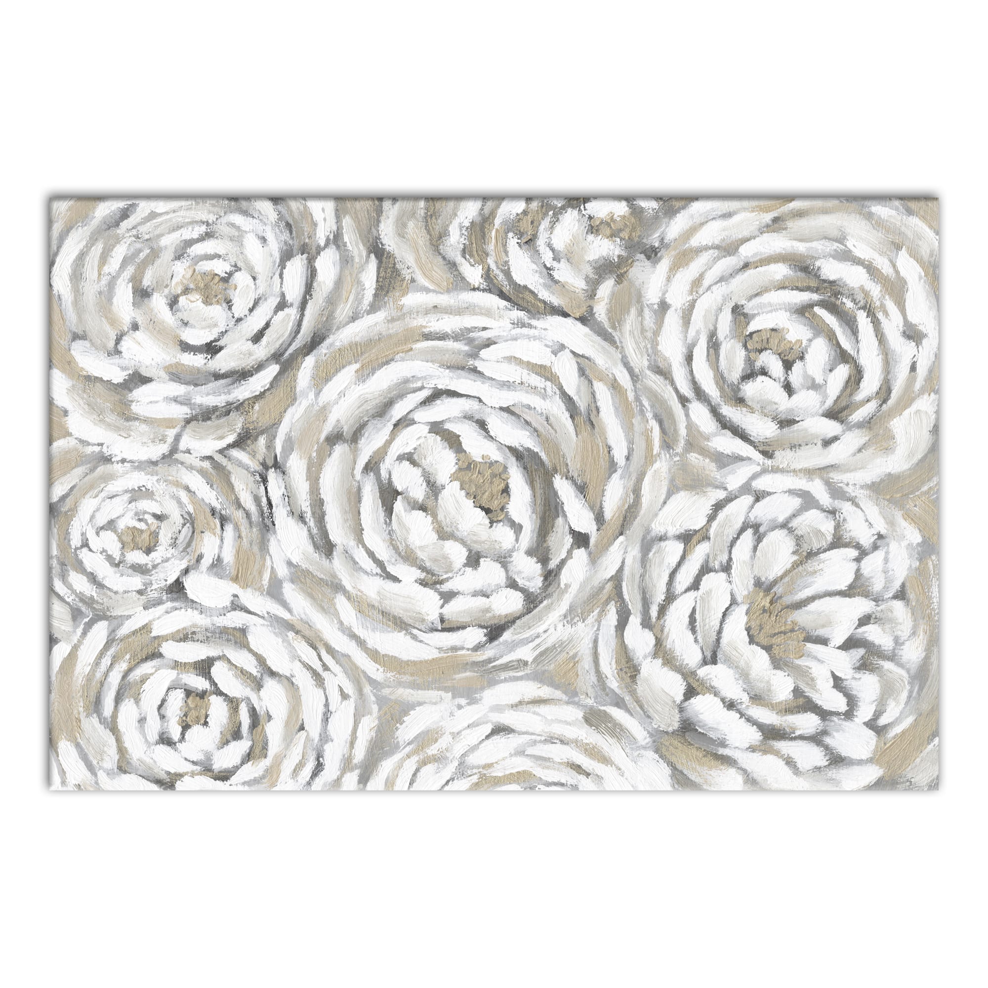 Cream & Gray Floral Canvas Wall Art