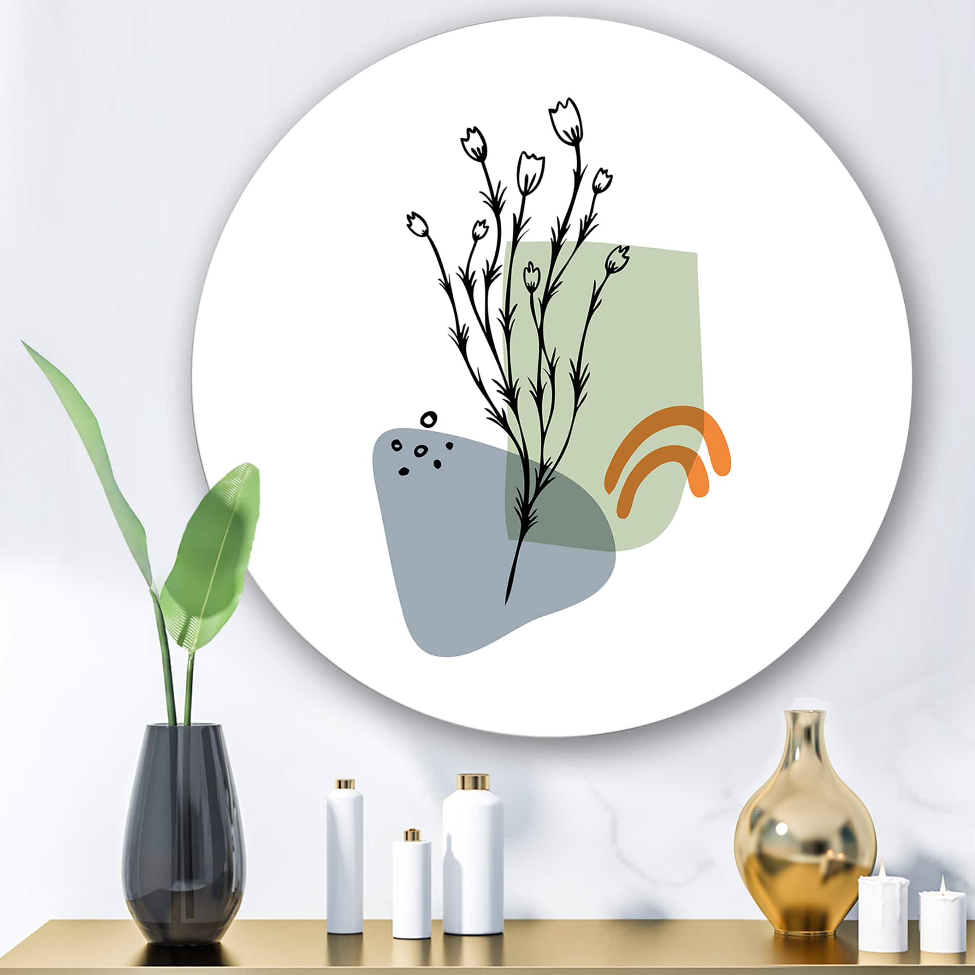 Designart - Abstract Flowers On Minimal Shapes II