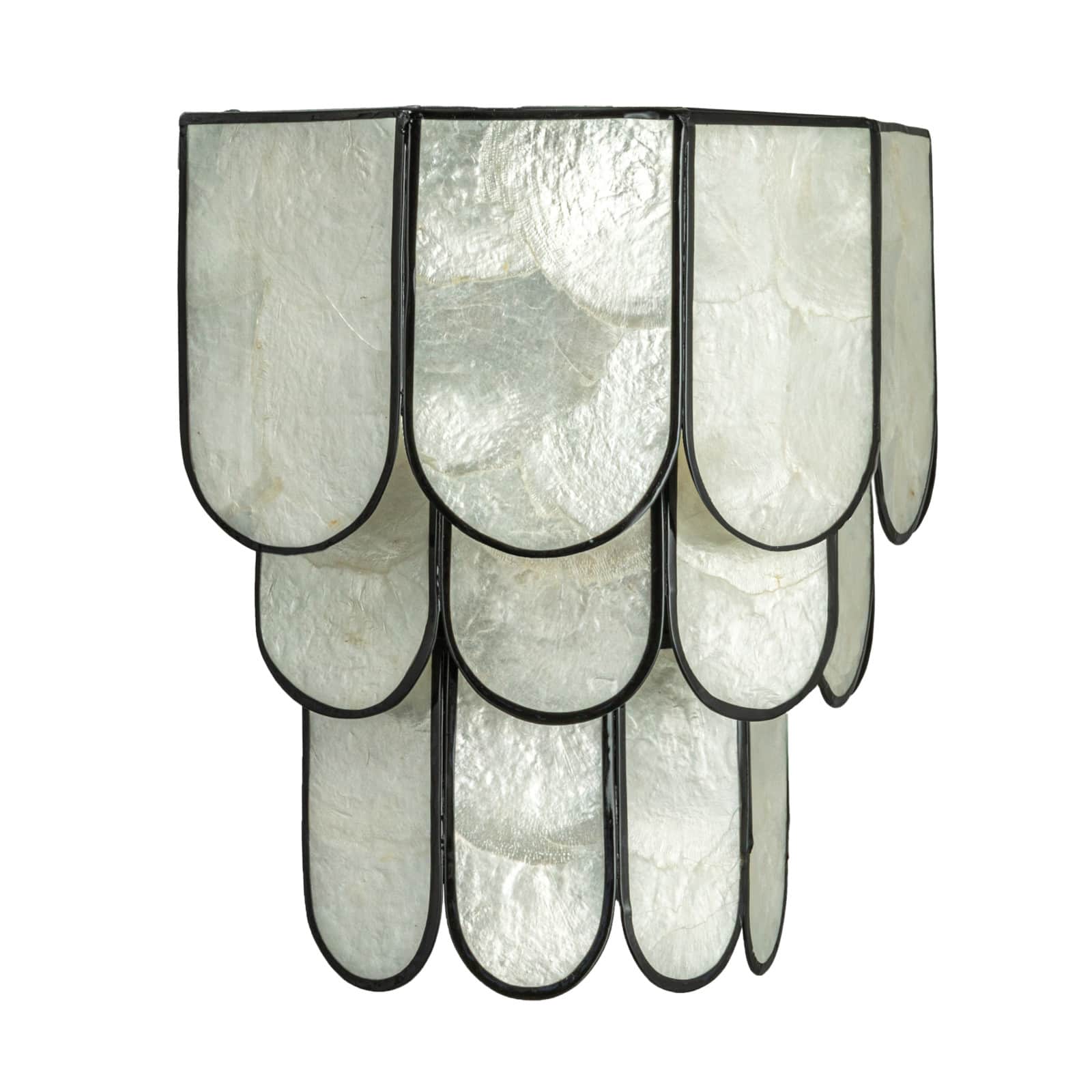Hello Honey® Black Finish Laminated Capiz Tiered Wall Sconce