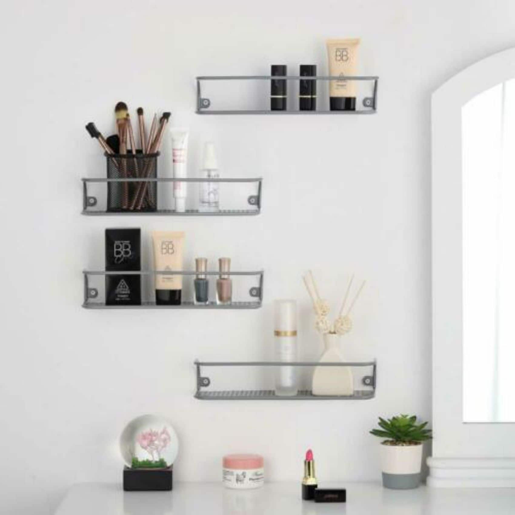 NEX™ Silver Wall-Mount Metal Spice Racks for Kitchen Storage, 4ct.