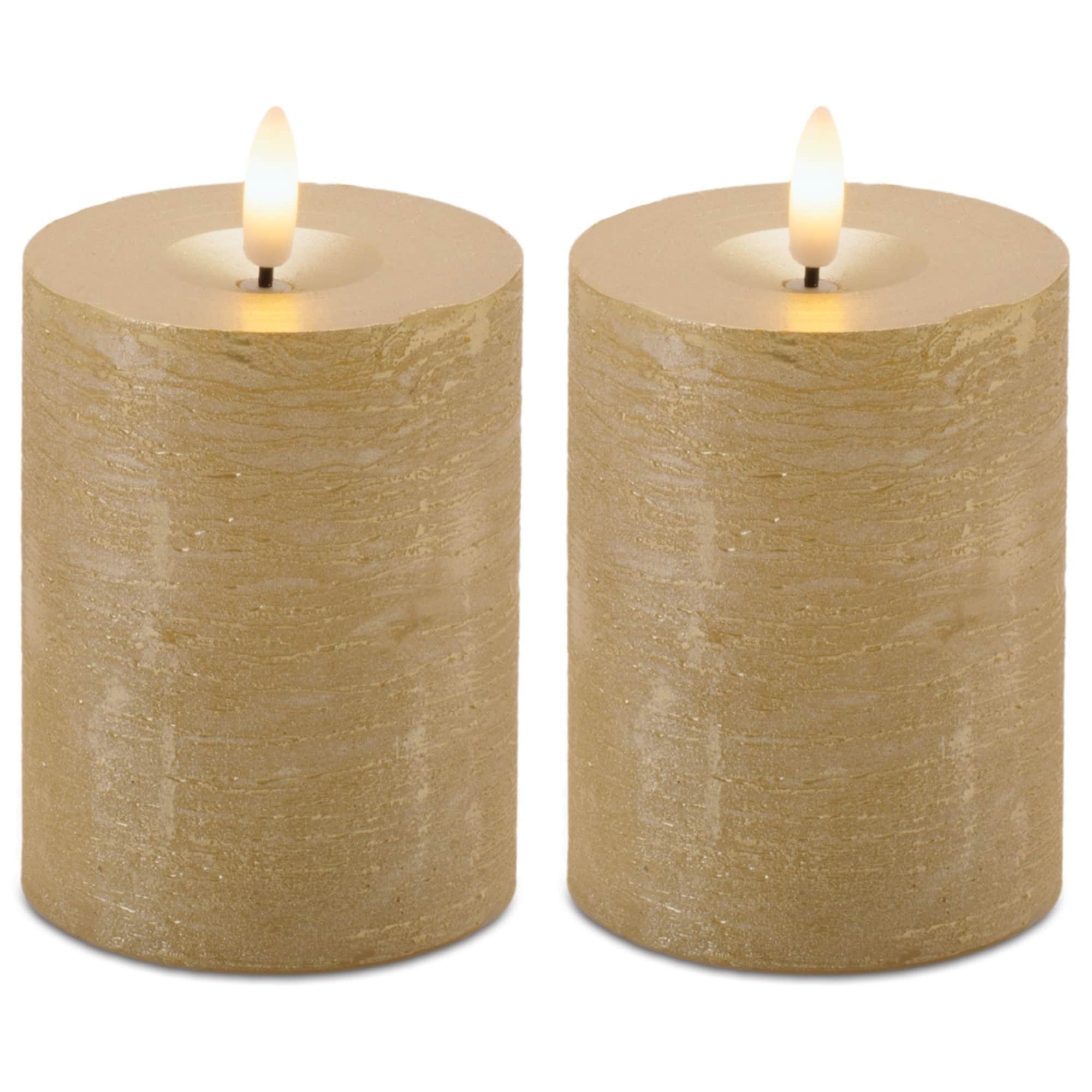 Melrose Metallic Gold FIA WICK LED Pillar Candles