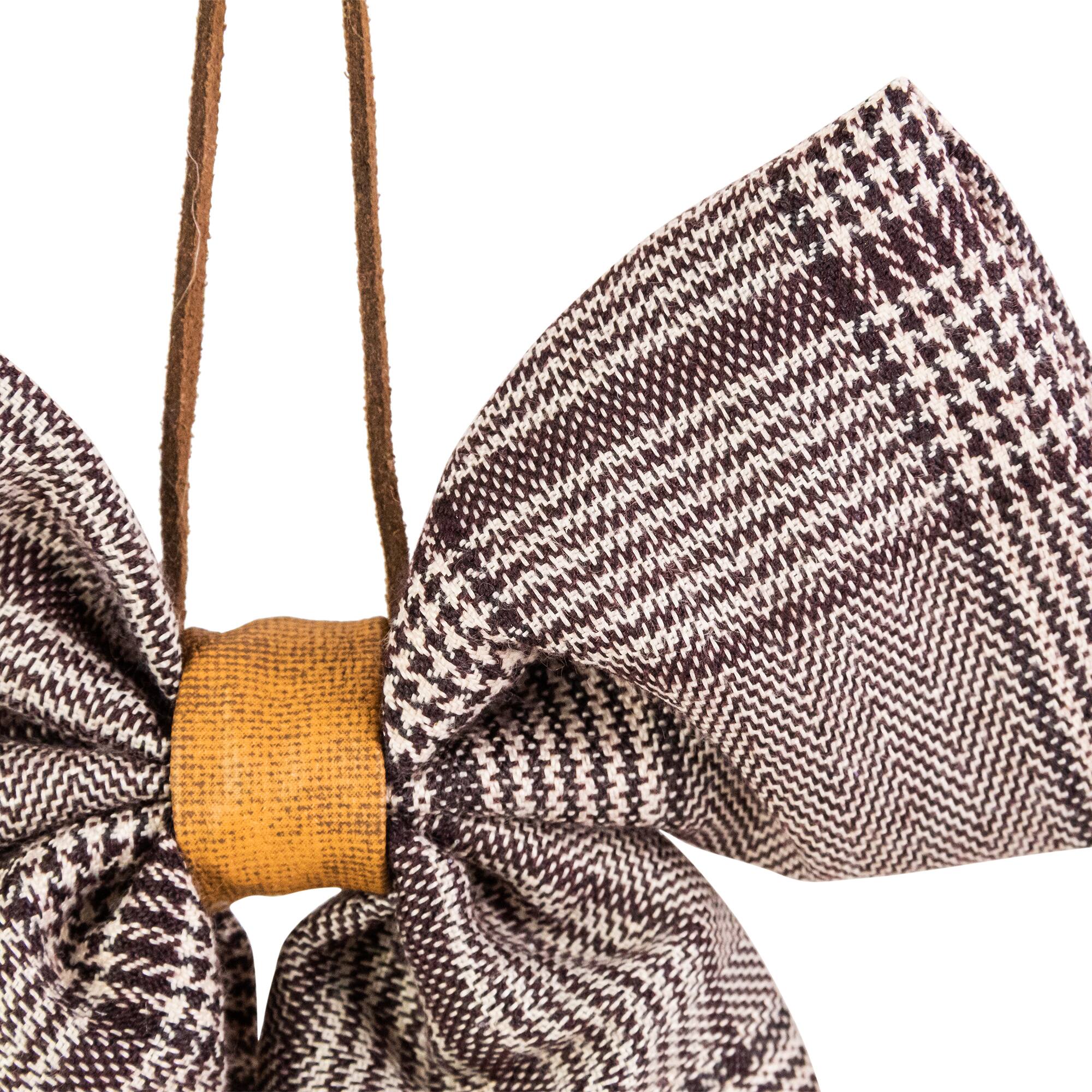19" Black & White Plaid Two Loop Christmas Bow Decoration