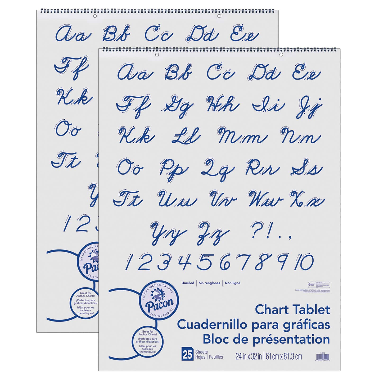 Pacon®  24" x 32" Cursive Cover Unruled Chart Tablets, 2ct.
