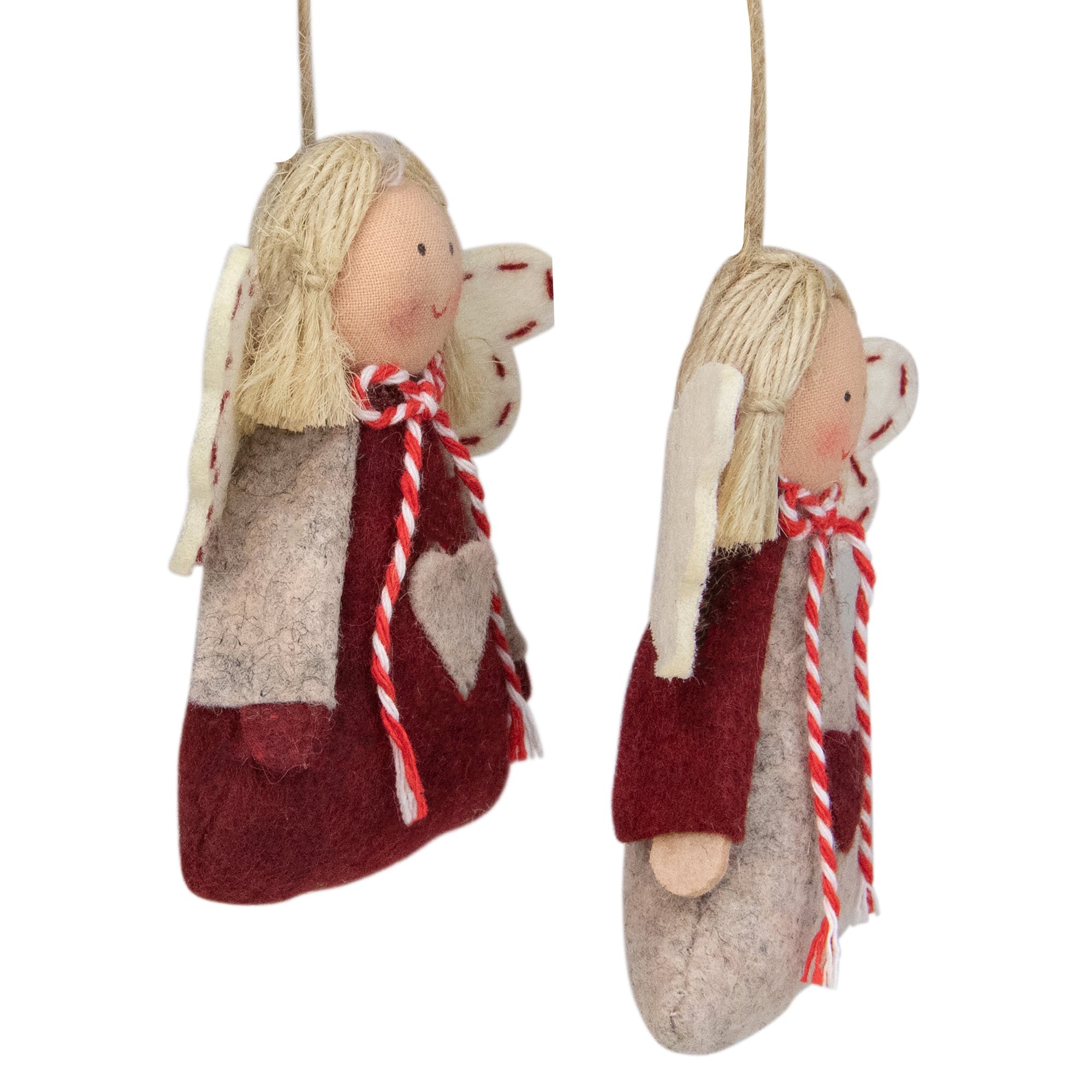 2ct. Gray & Red Felt Angel Ornaments