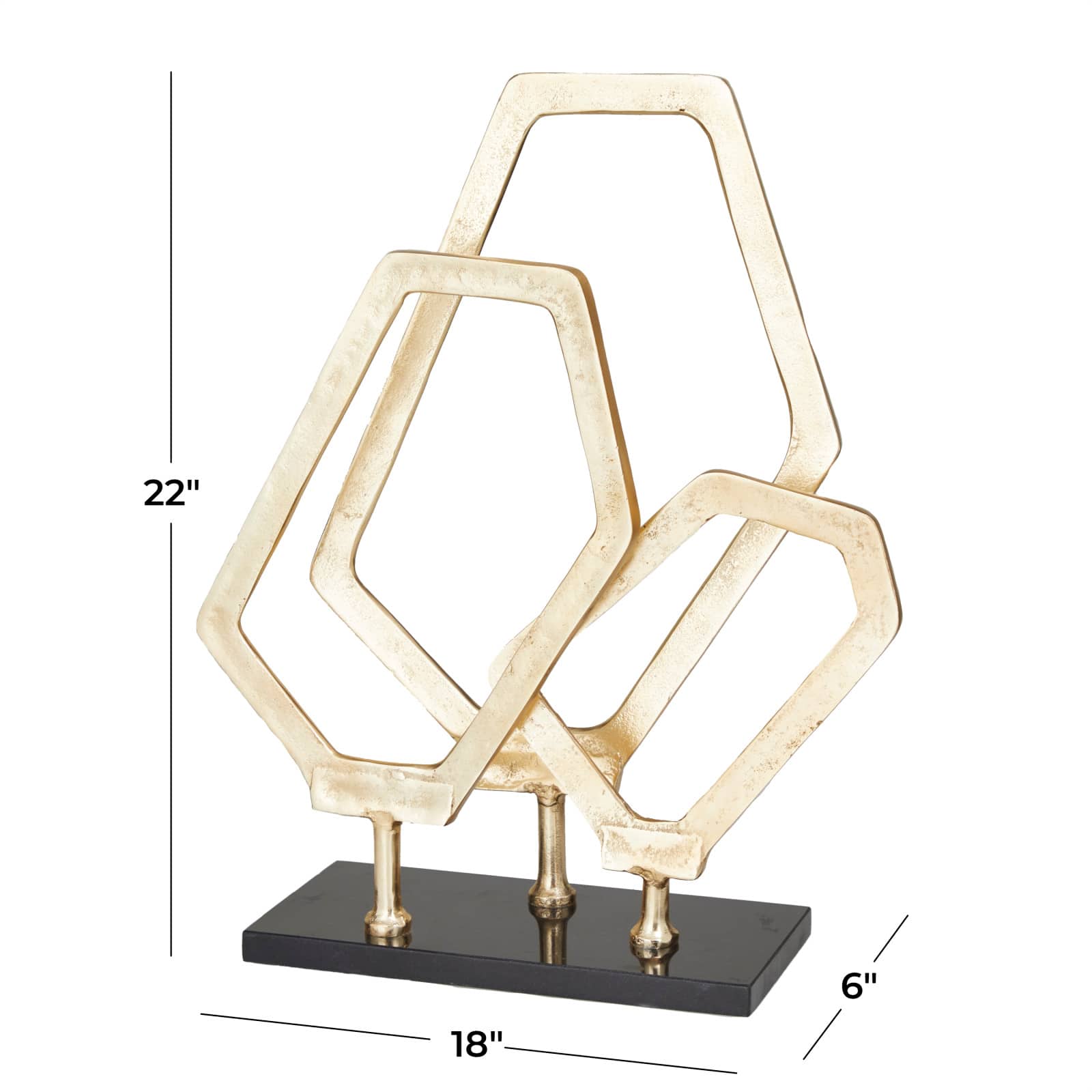 Gold Aluminum Contemporary Sculpture, 22" x 18" x 6"