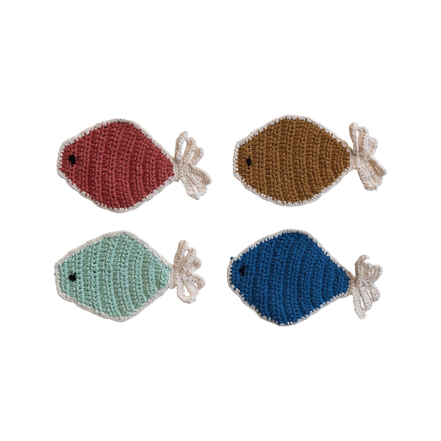 Hello Honey® Multicolor Cotton Crocheted Fish Shape Dish Scrub Set, 4ct.