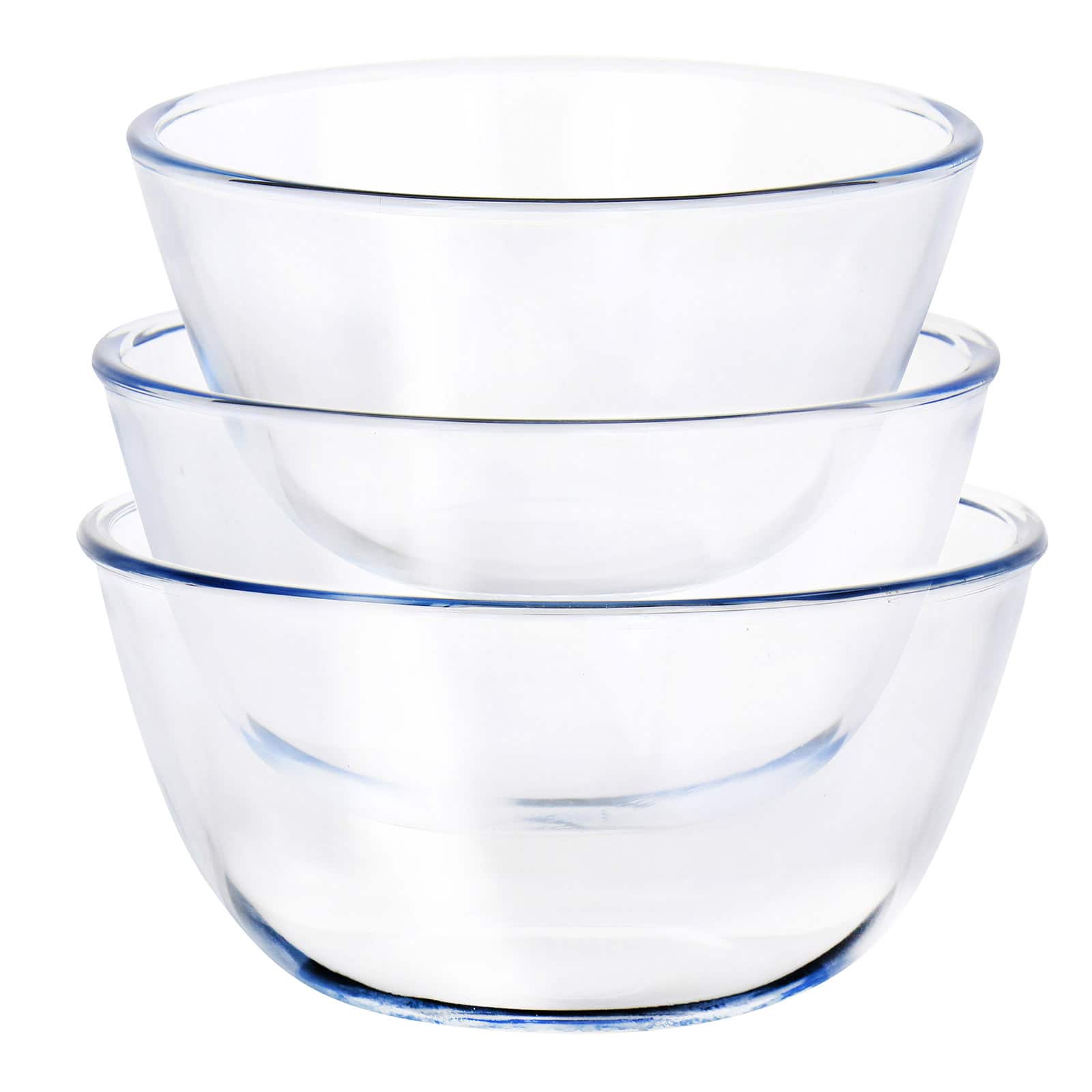 Martha Stewart Mint Borosilicate Glass Prep Bowl Set with Plastic Lids