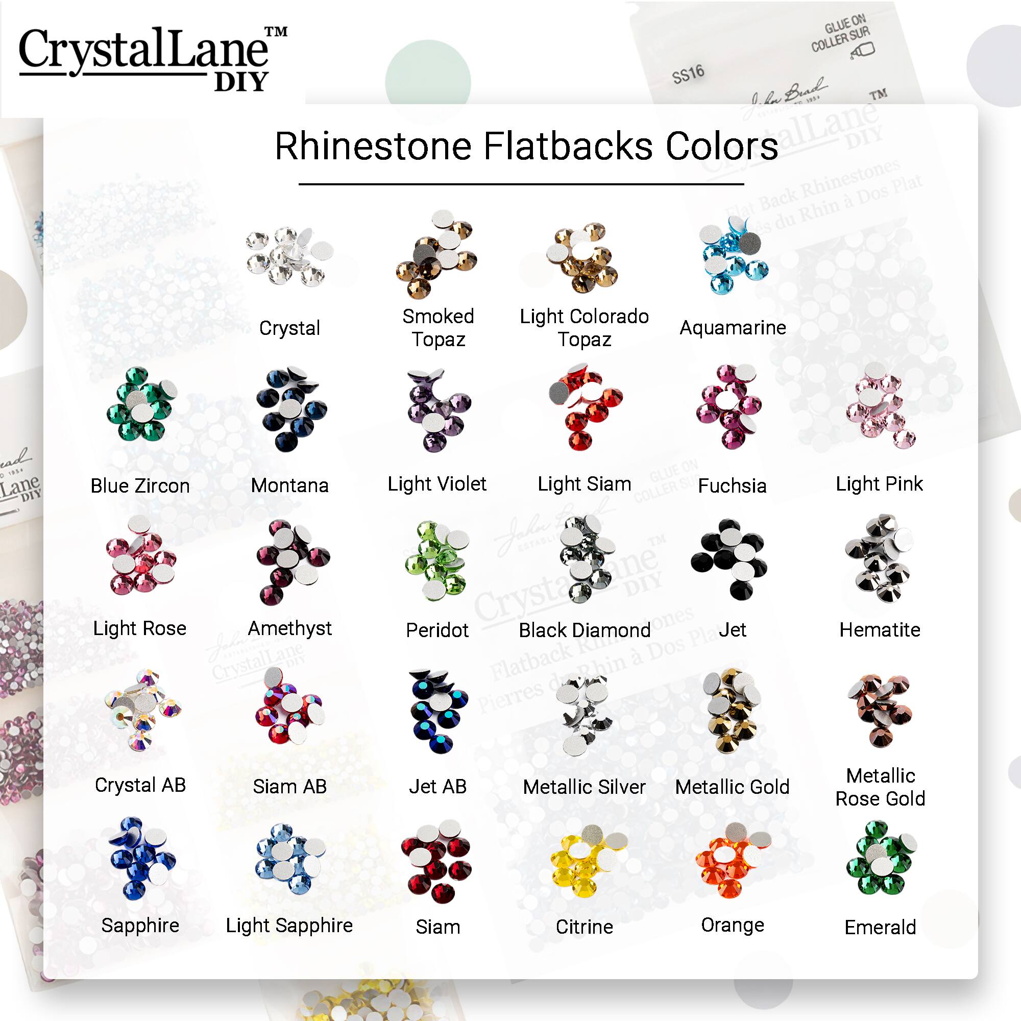 John Bead Crystal Lane SS30 Metallic Glass Round Flatback Rhinestones