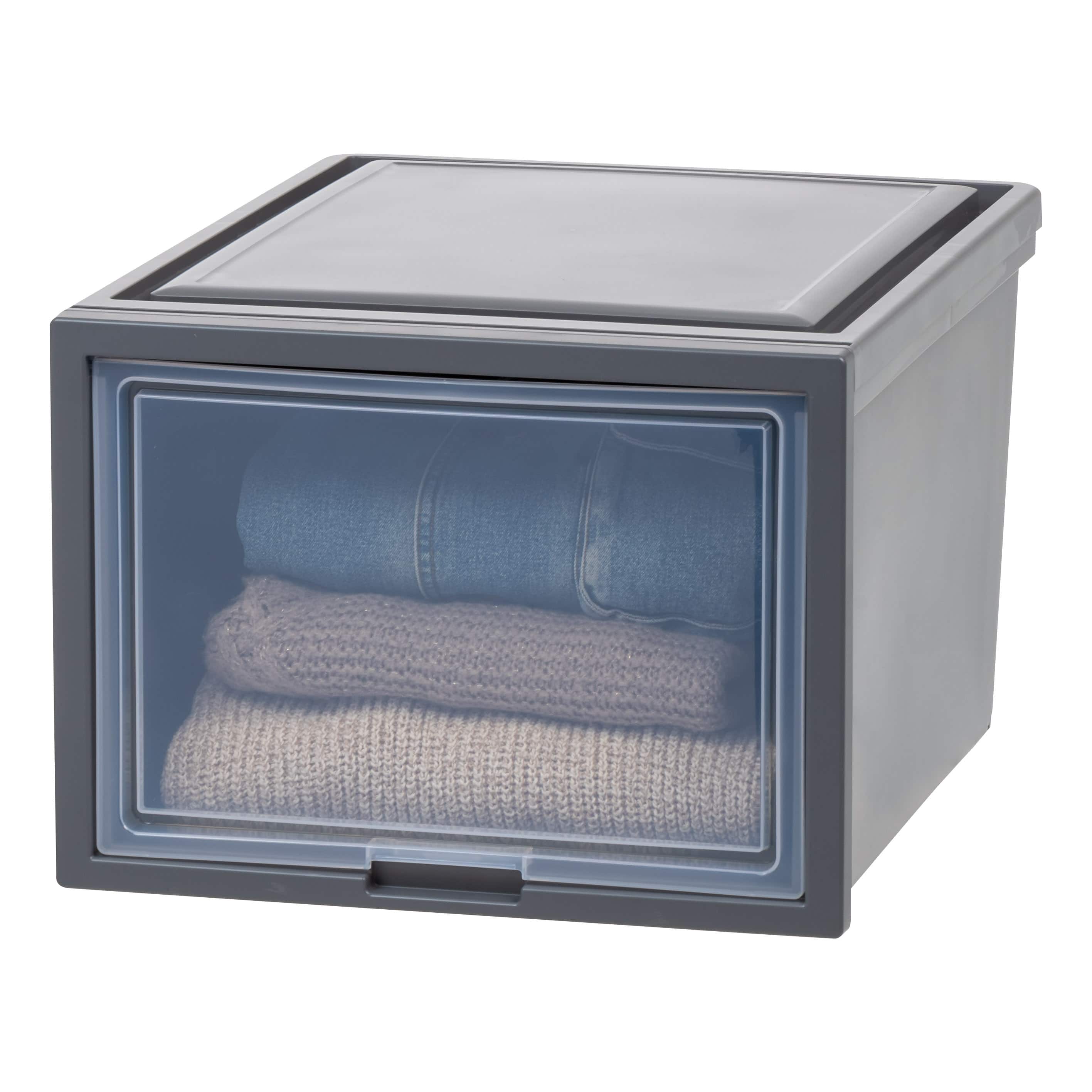 Iris® Gray Deep Box Chest With Sliding Door, 3 Pack