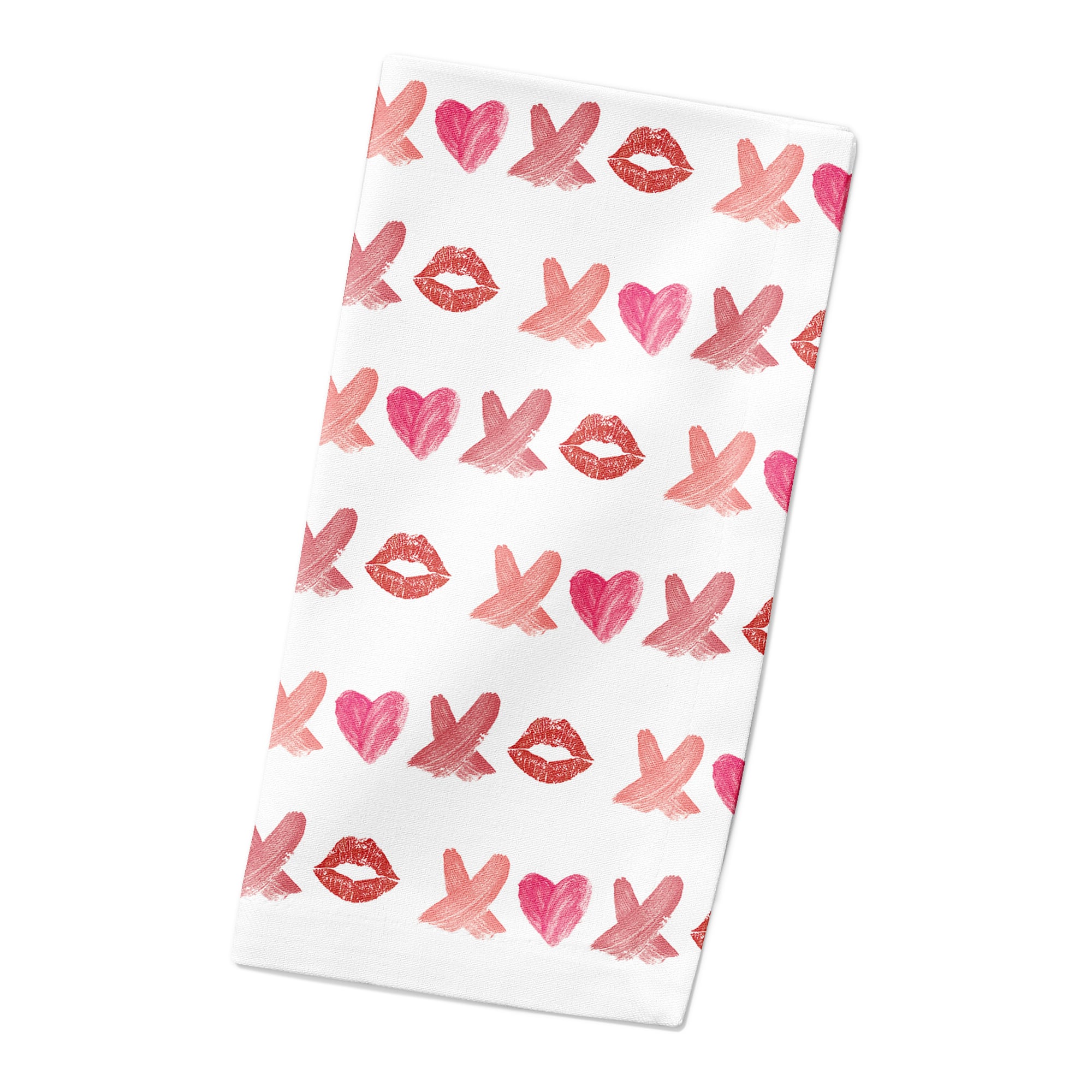 Lipstick XO Pattern 10" x 10" Cotton Twill Napkin