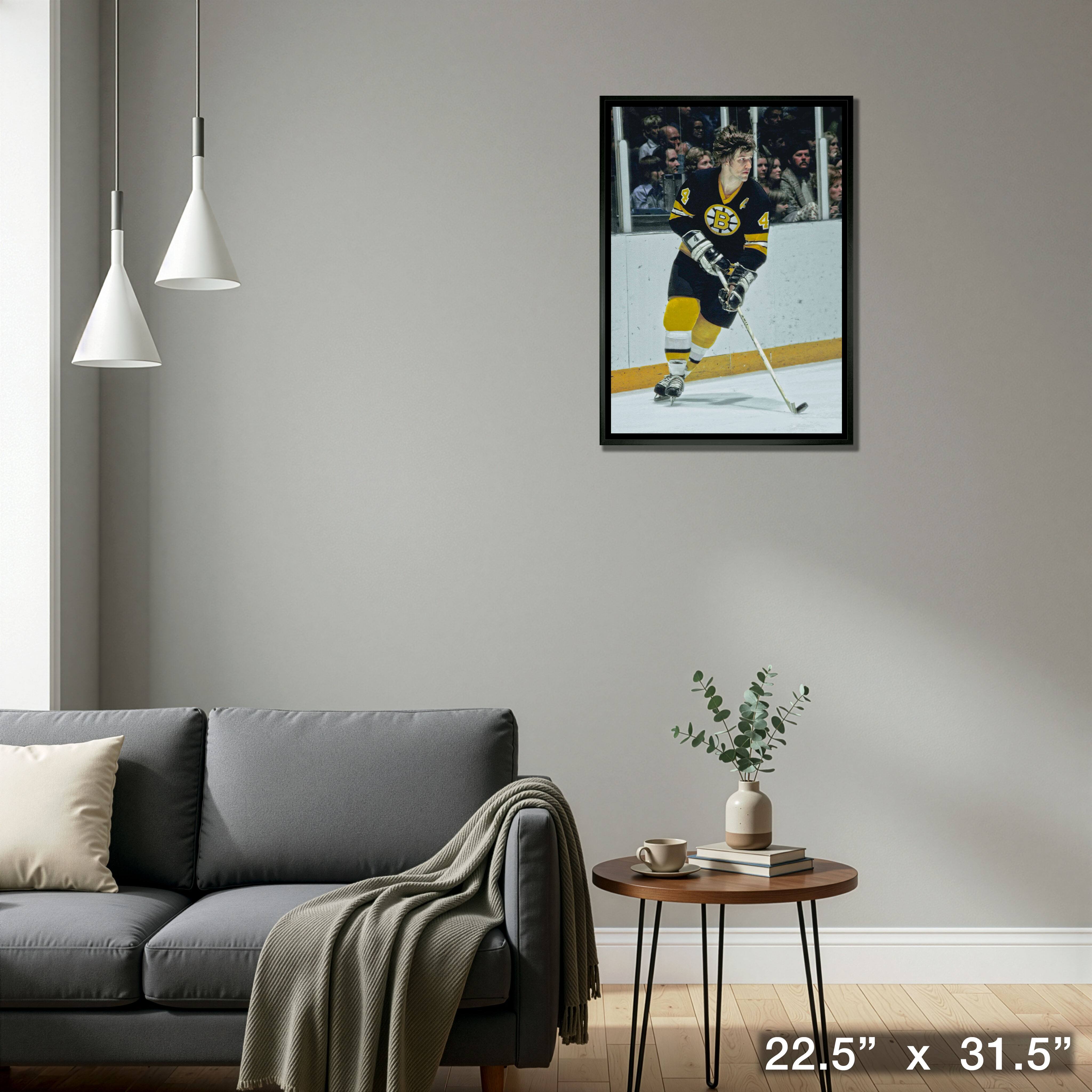 Bobby Orr Boston Bruins Framed 20" x 29" Skating With Puck Canvas 22.5" x 31.5"