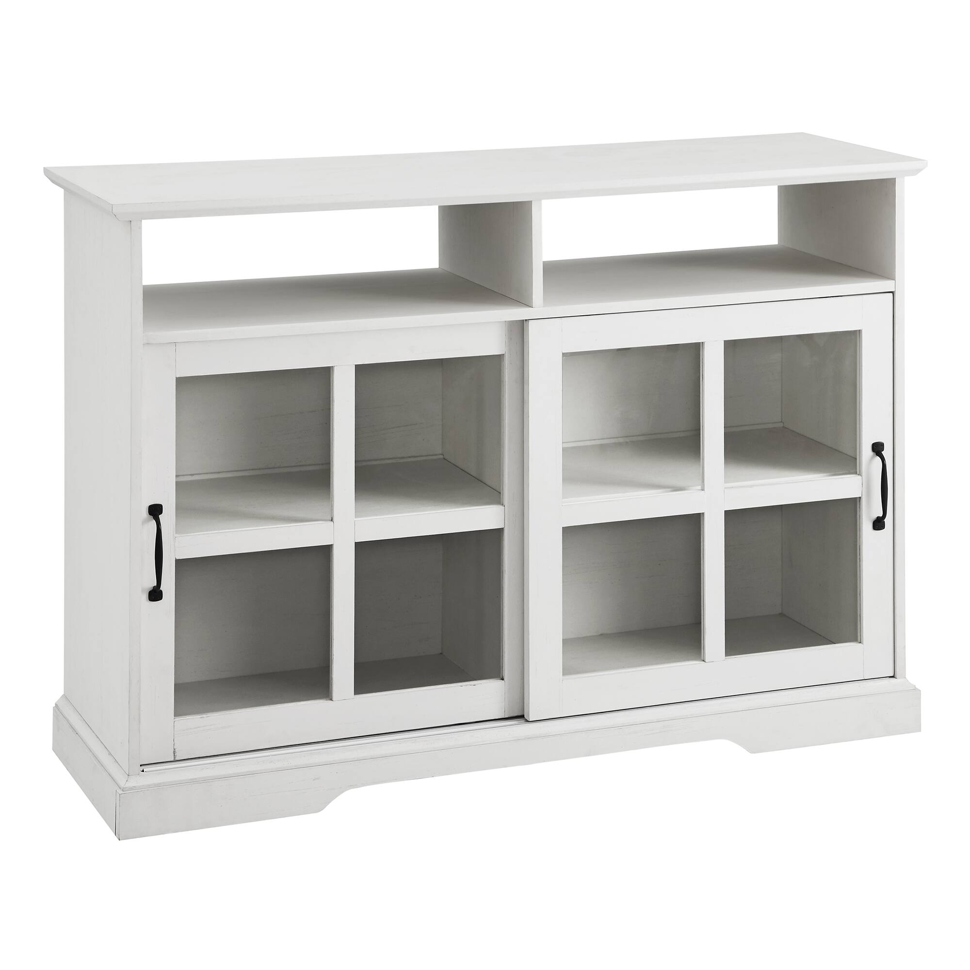 Walker Edison 48" Brushed White Sliding Glass Door Sideboard