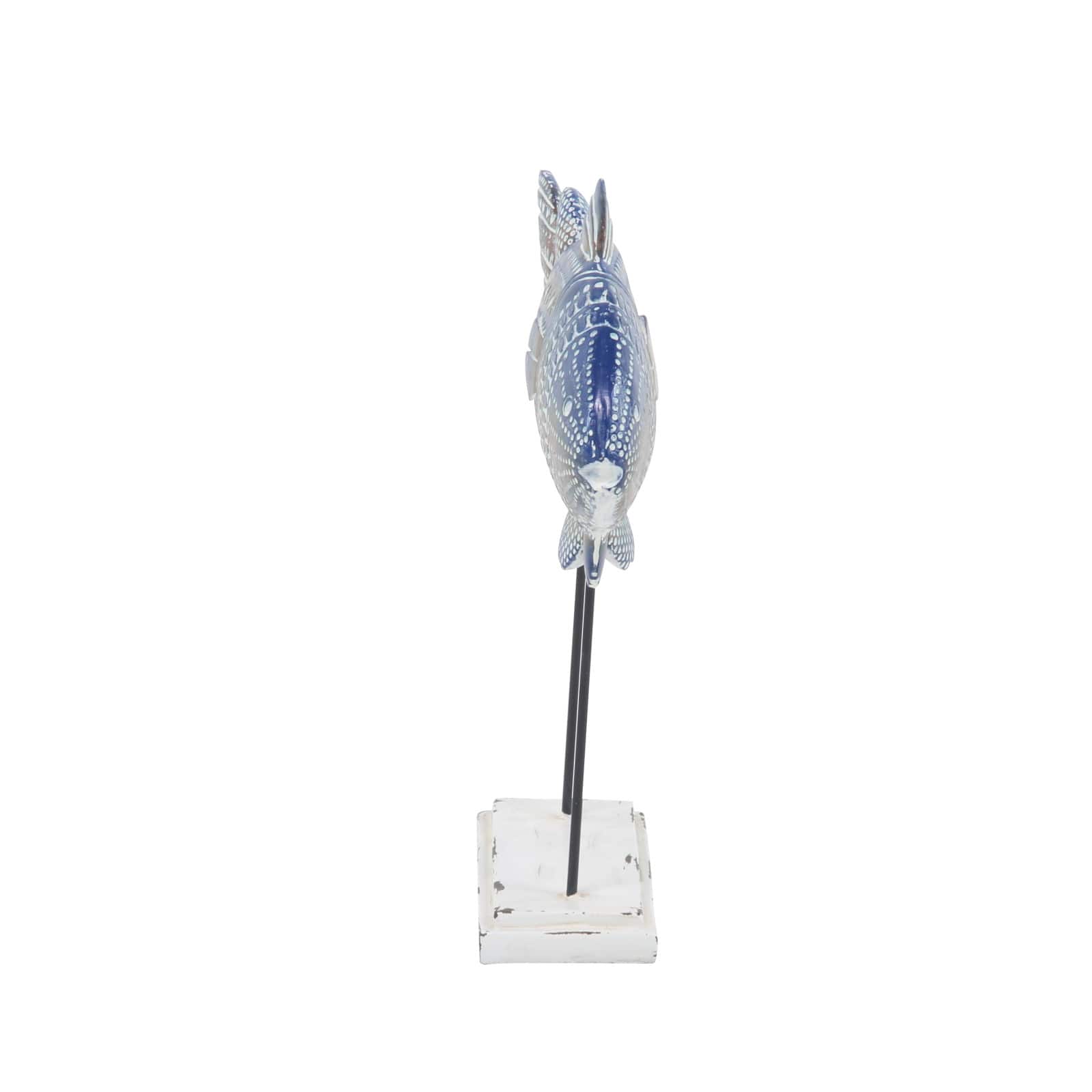 Blue Metal Coastal Fish Sculpture Set