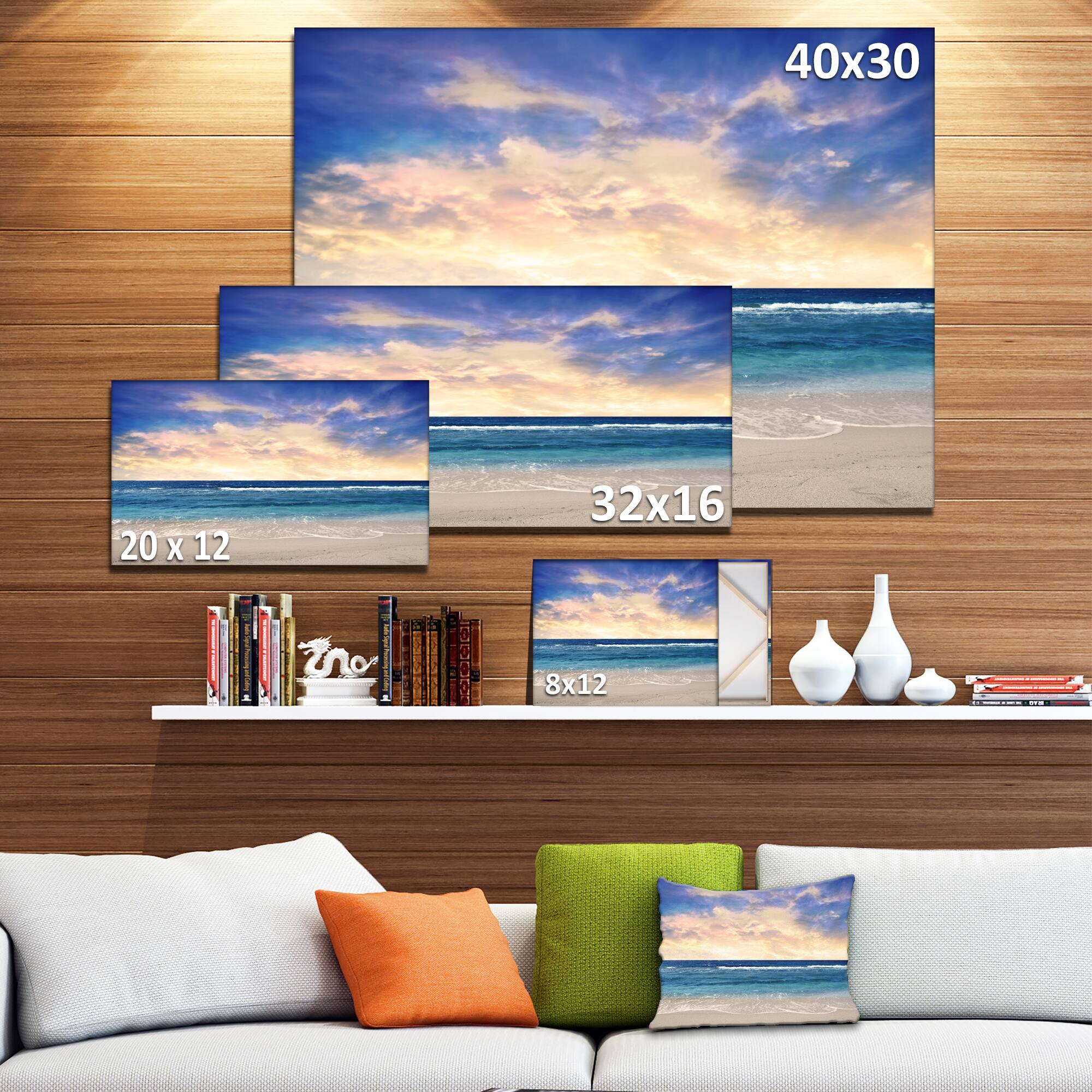 Designart - Clear Blue Sky and Ocean at Sunset