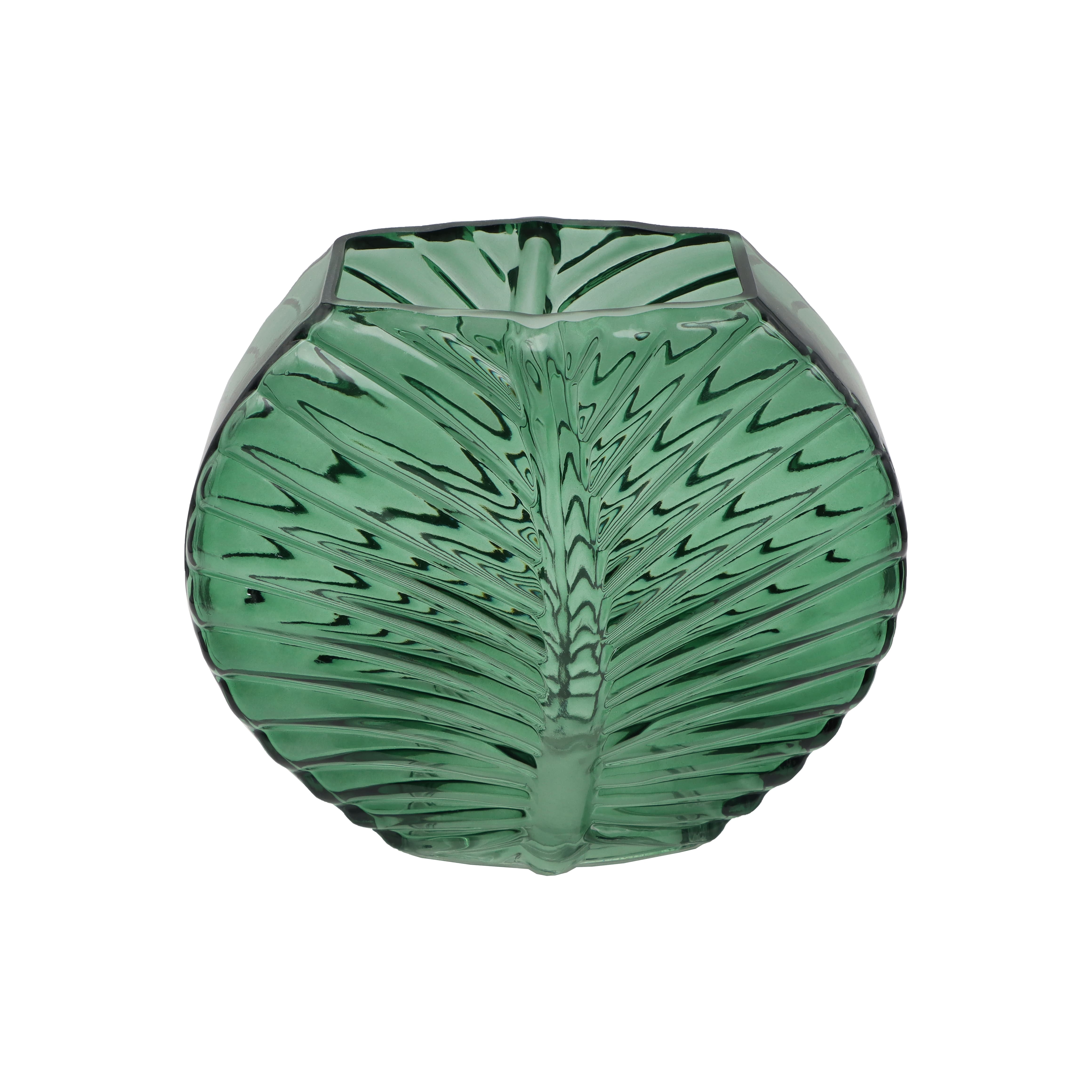 9.75" Green Flat Glass Leaf Vase by Ashland®