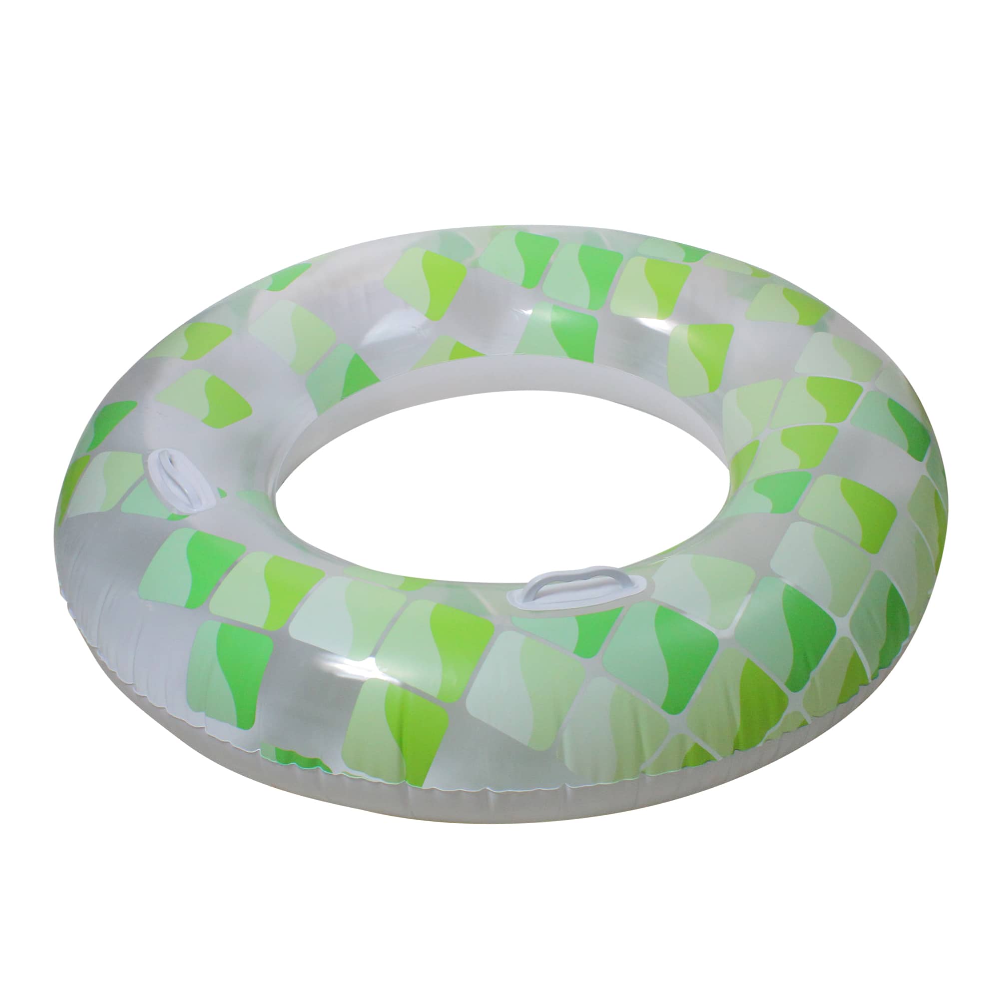 47" Green & Clear Geometric Inflatable Pool Inner Tube Ring